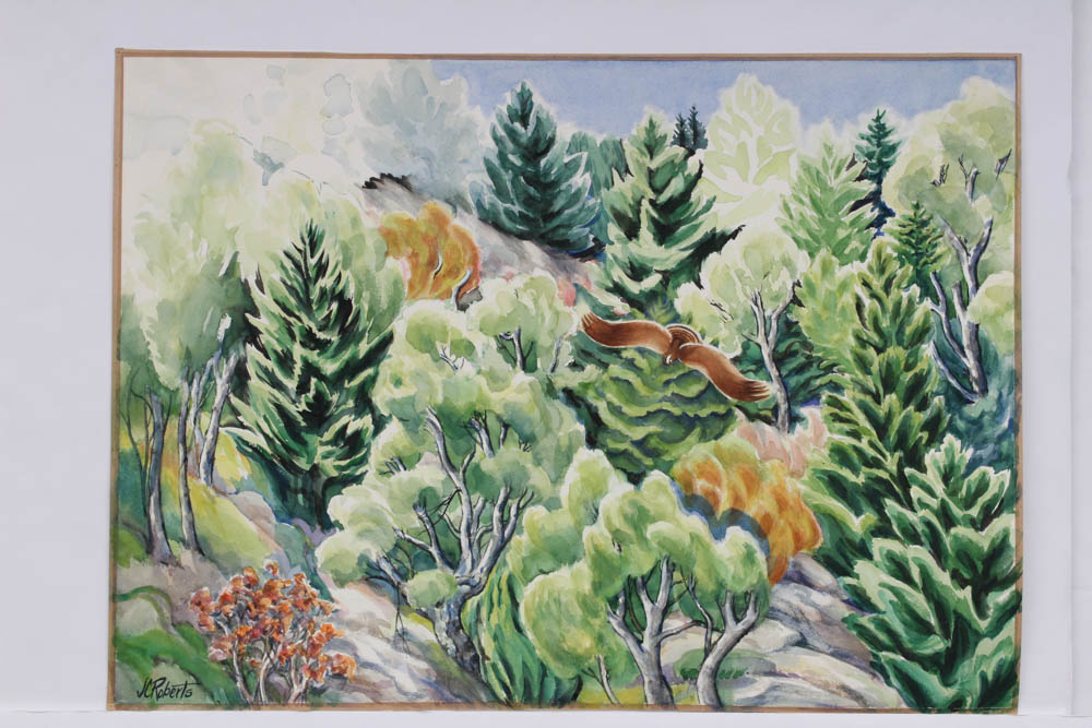 June Carver Roberts Original Watercolor Avian Landscapes