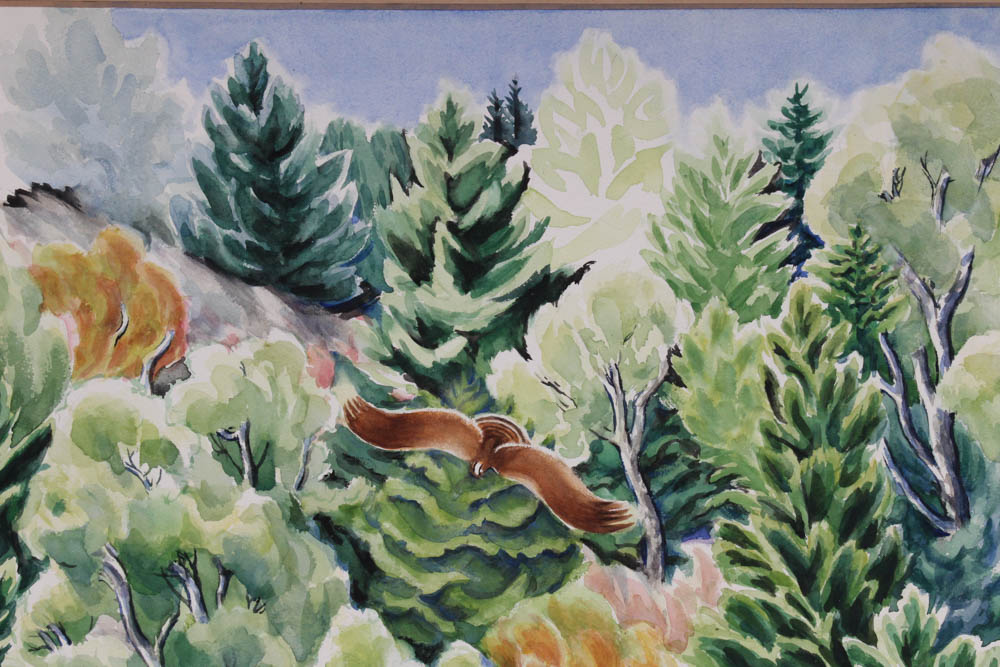 June Carver Roberts Original Watercolor Avian Landscapes