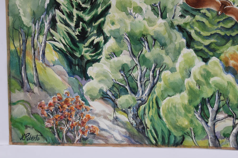 June Carver Roberts Original Watercolor Avian Landscapes