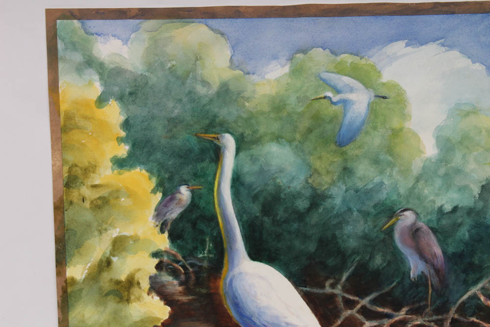 June Carver Roberts Original Watercolor Avian Landscapes