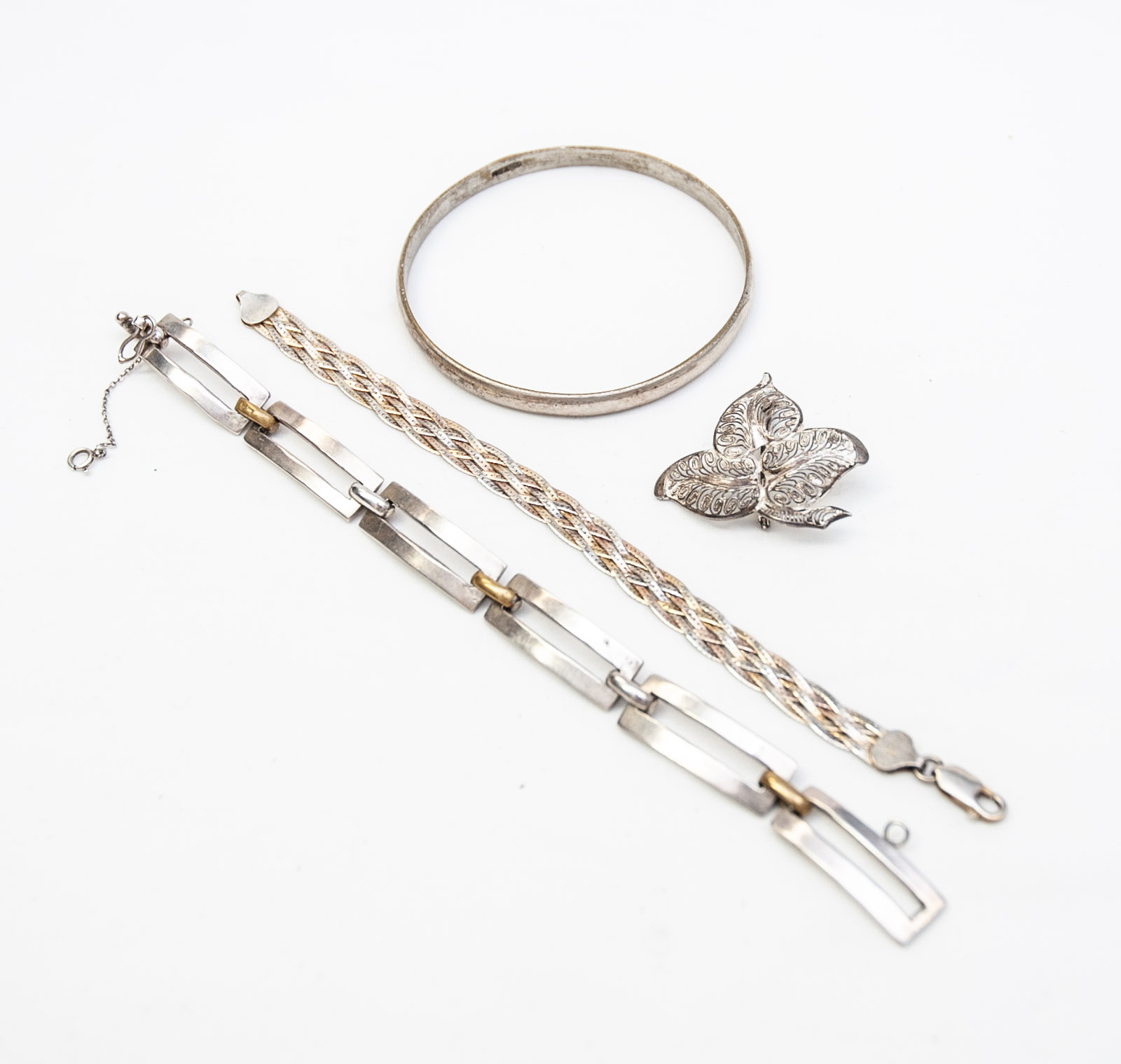 Sterling Silver Bracelets and Brooch