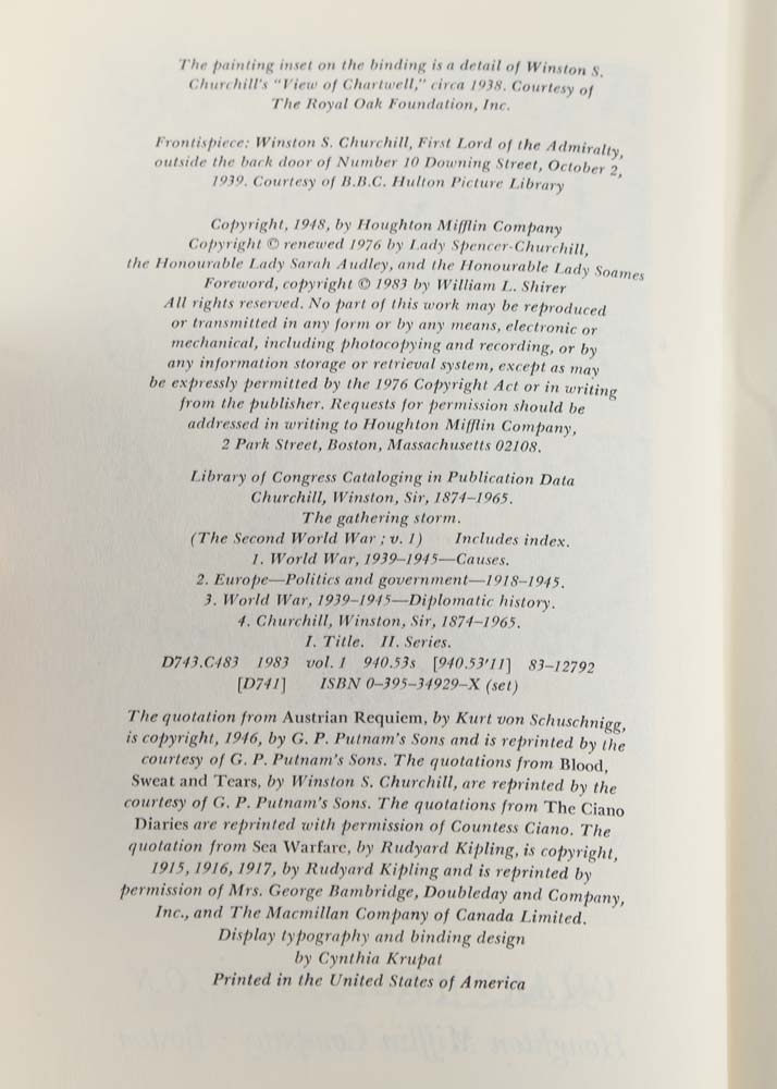 Winston Churchill "The Second World War" Six Volume Set