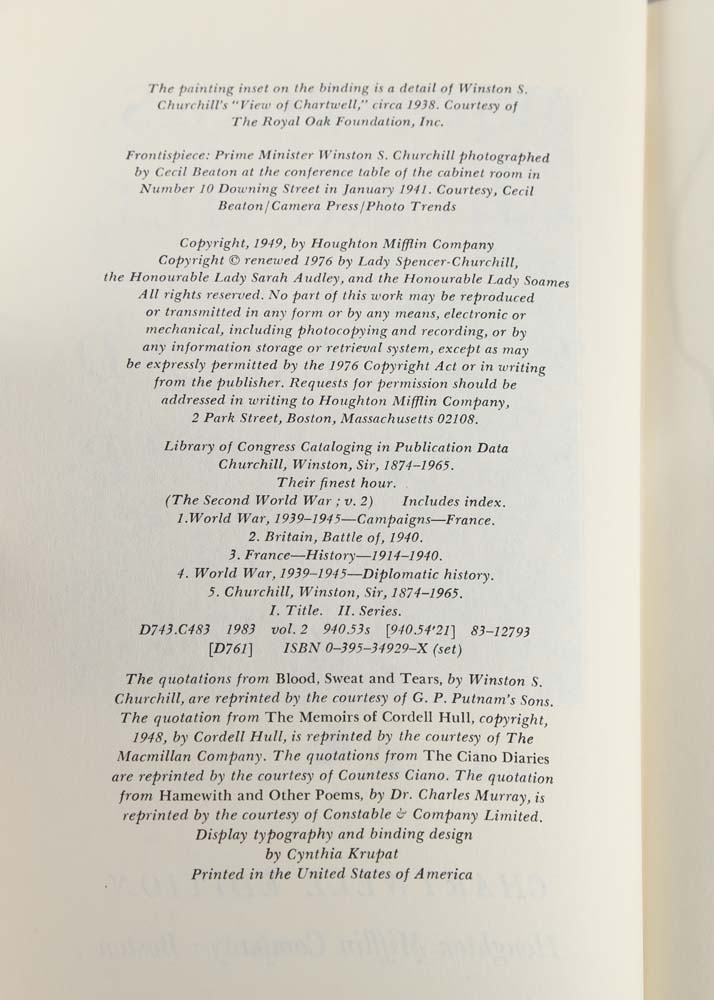 Winston Churchill "The Second World War" Six Volume Set