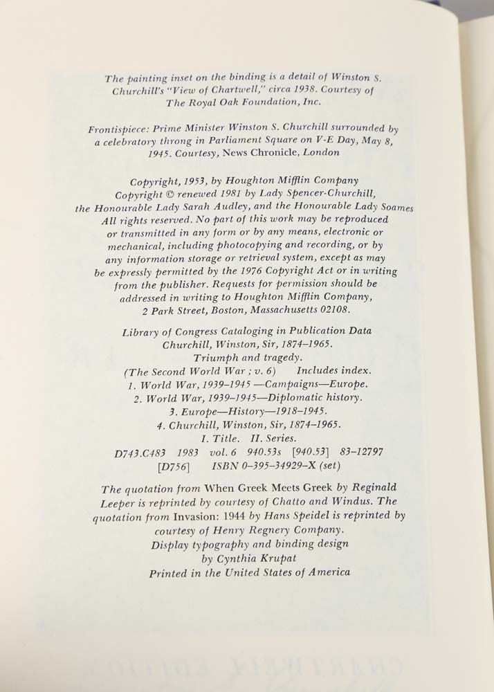 Winston Churchill "The Second World War" Six Volume Set