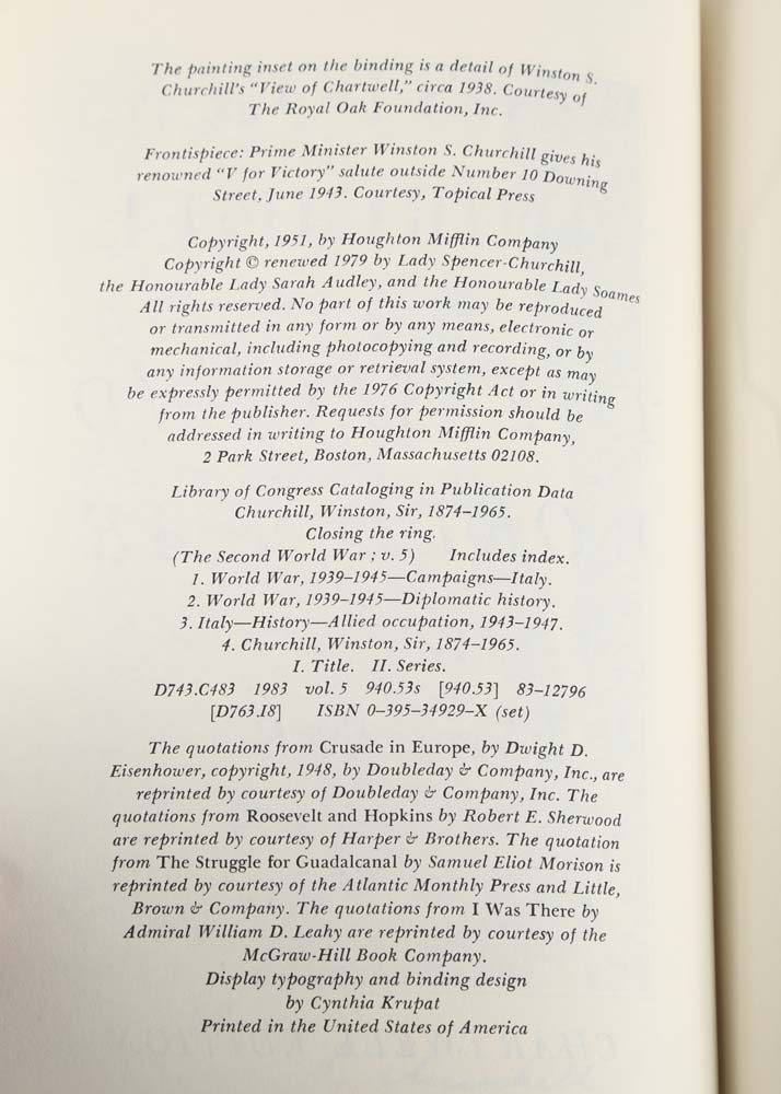Winston Churchill "The Second World War" Six Volume Set