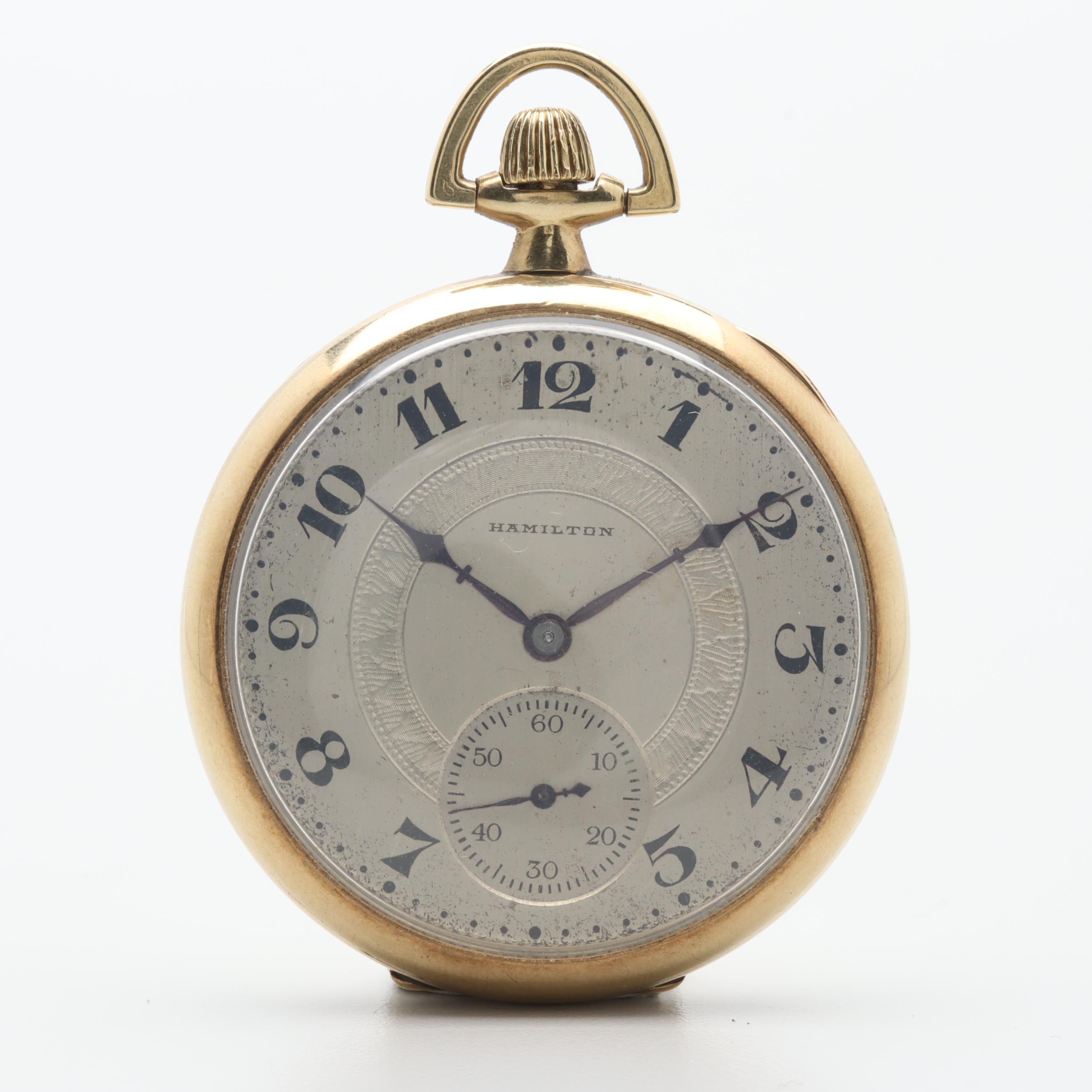 Circa 1922 Hamilton Gold Filled Open Face Pocket Watch
