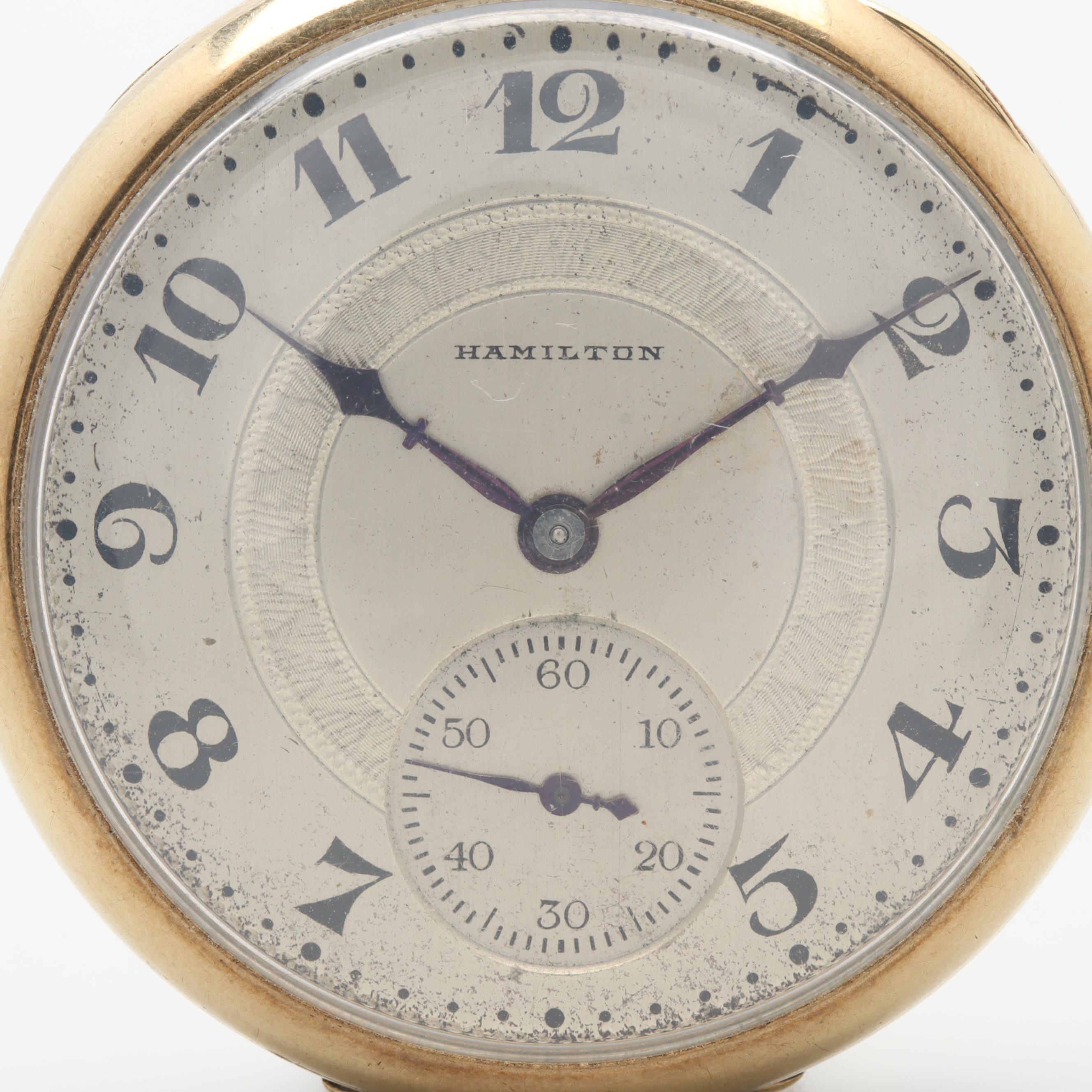 Circa 1922 Hamilton Gold Filled Open Face Pocket Watch
