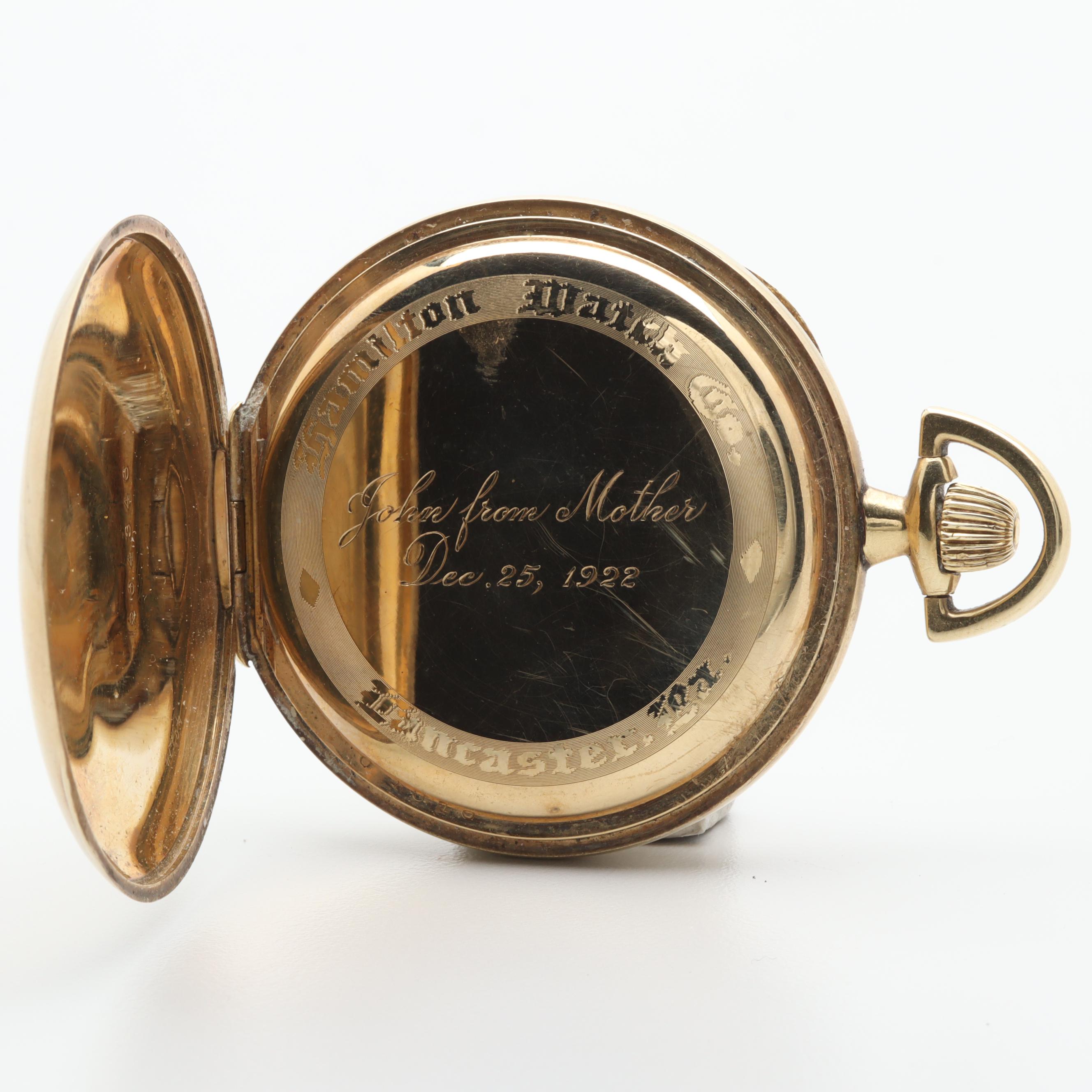 Circa 1922 Hamilton Gold Filled Open Face Pocket Watch