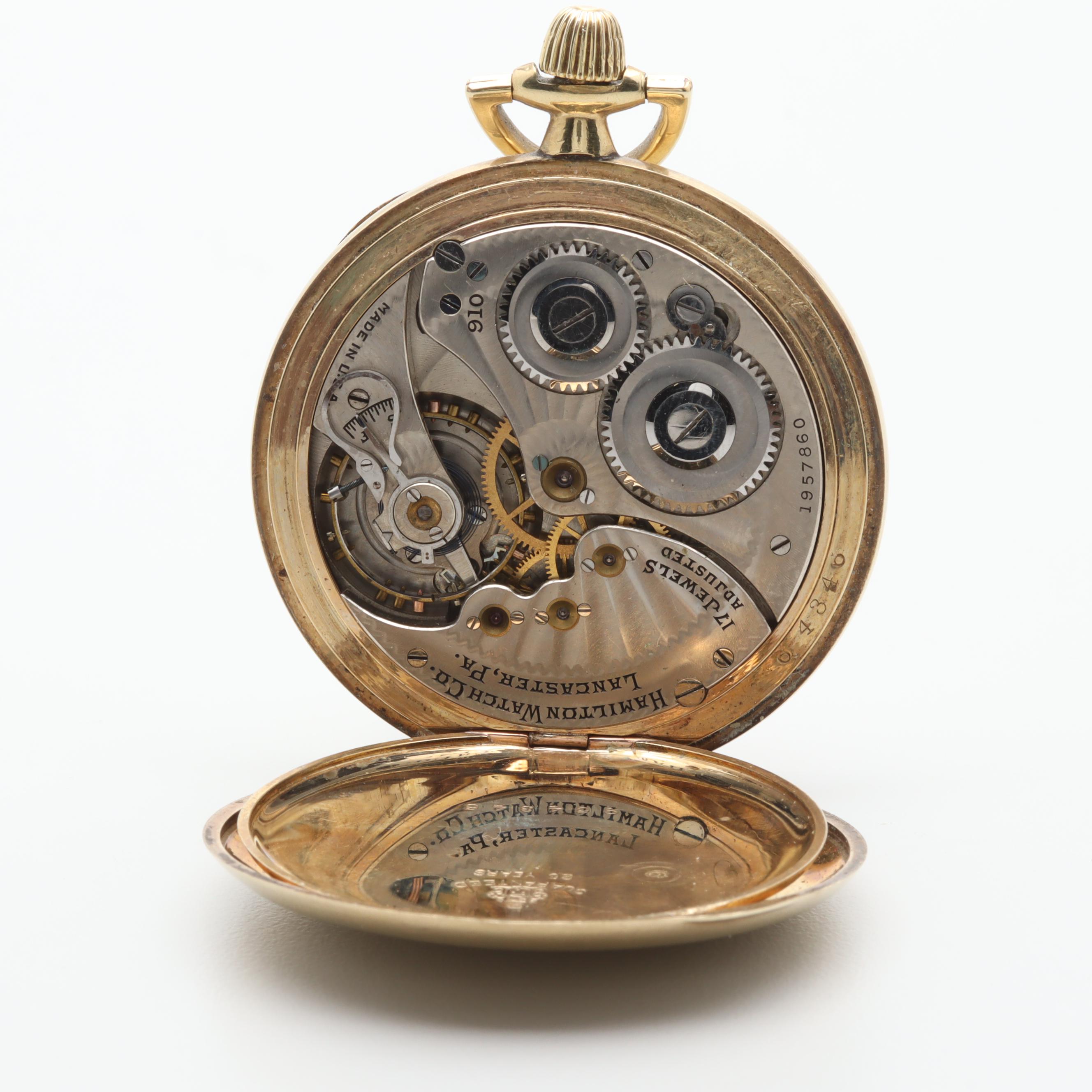 Circa 1922 Hamilton Gold Filled Open Face Pocket Watch