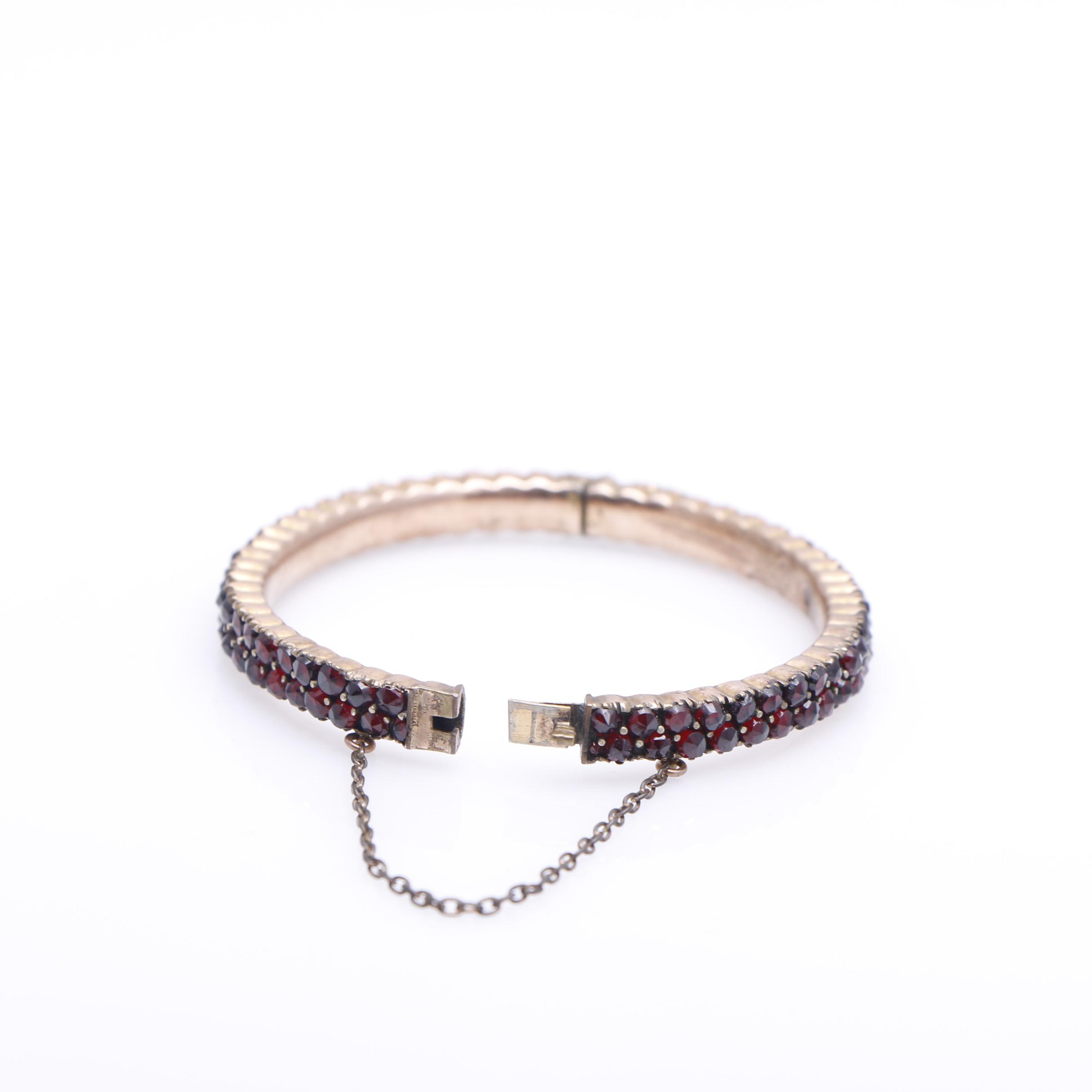 Victorian Bohemian Garnet Brooch and Bracelet