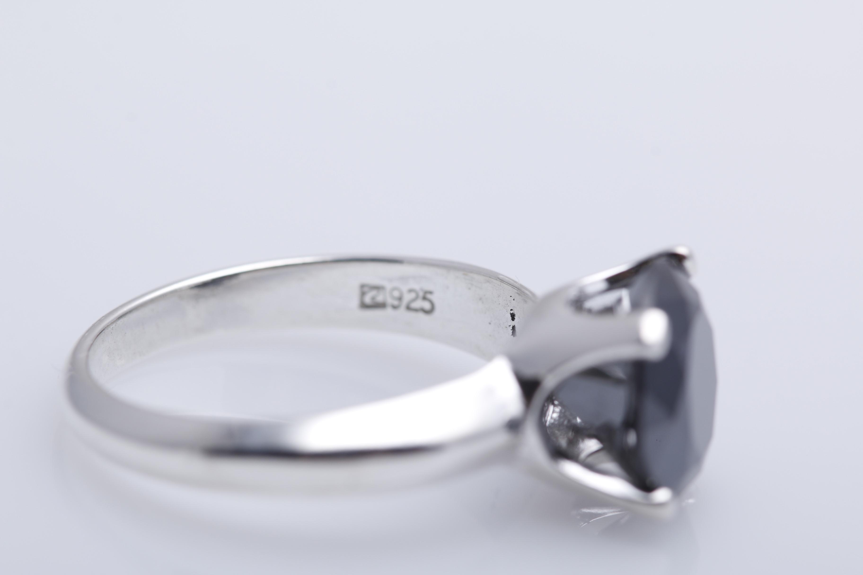 Sterling Silver 3.31 CT Black Diamond Ring