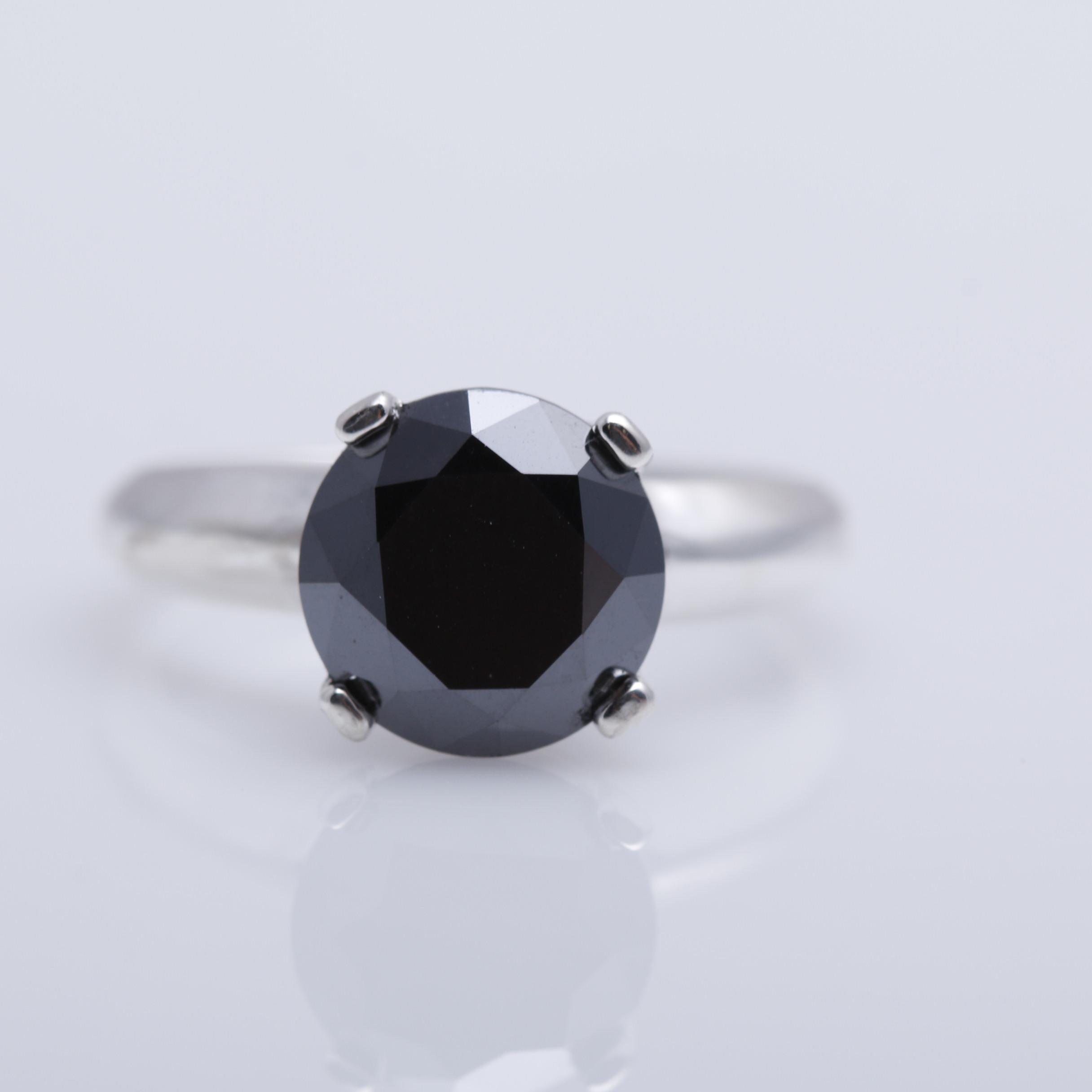 Sterling Silver 3.31 CT Black Diamond Ring