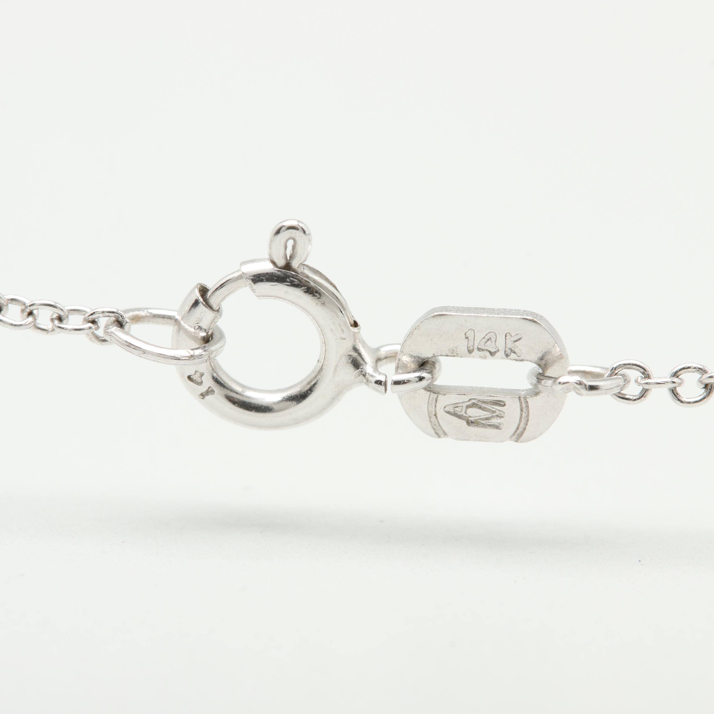 14K White Gold Pink Sapphire and Diamond Necklace