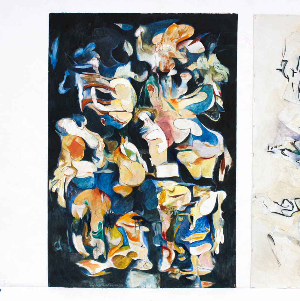 Donald Roberts 1990s Abstract Oil Paintings on Paper