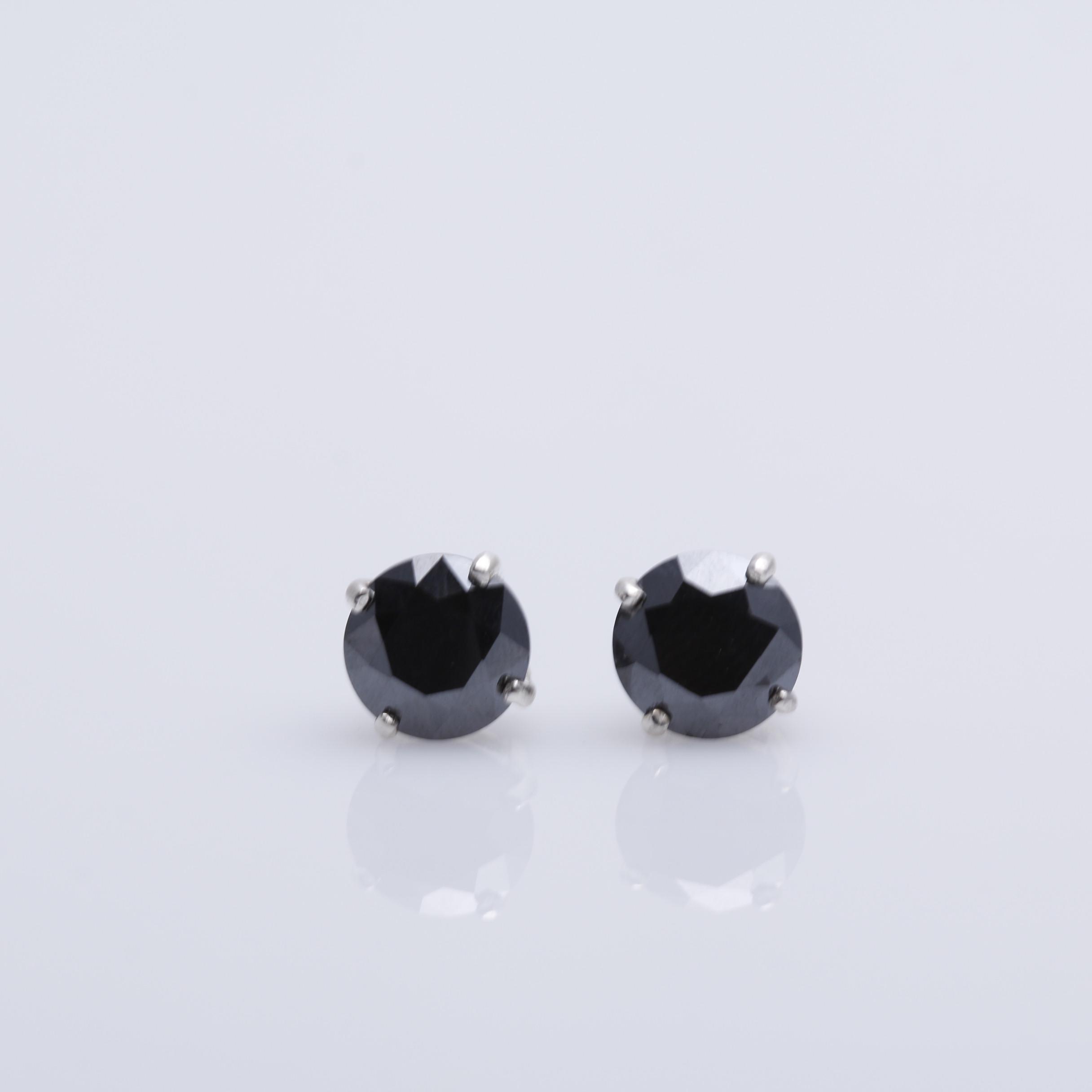 Sterling Silver 3.16 CTW Black Diamond Stud Earrings