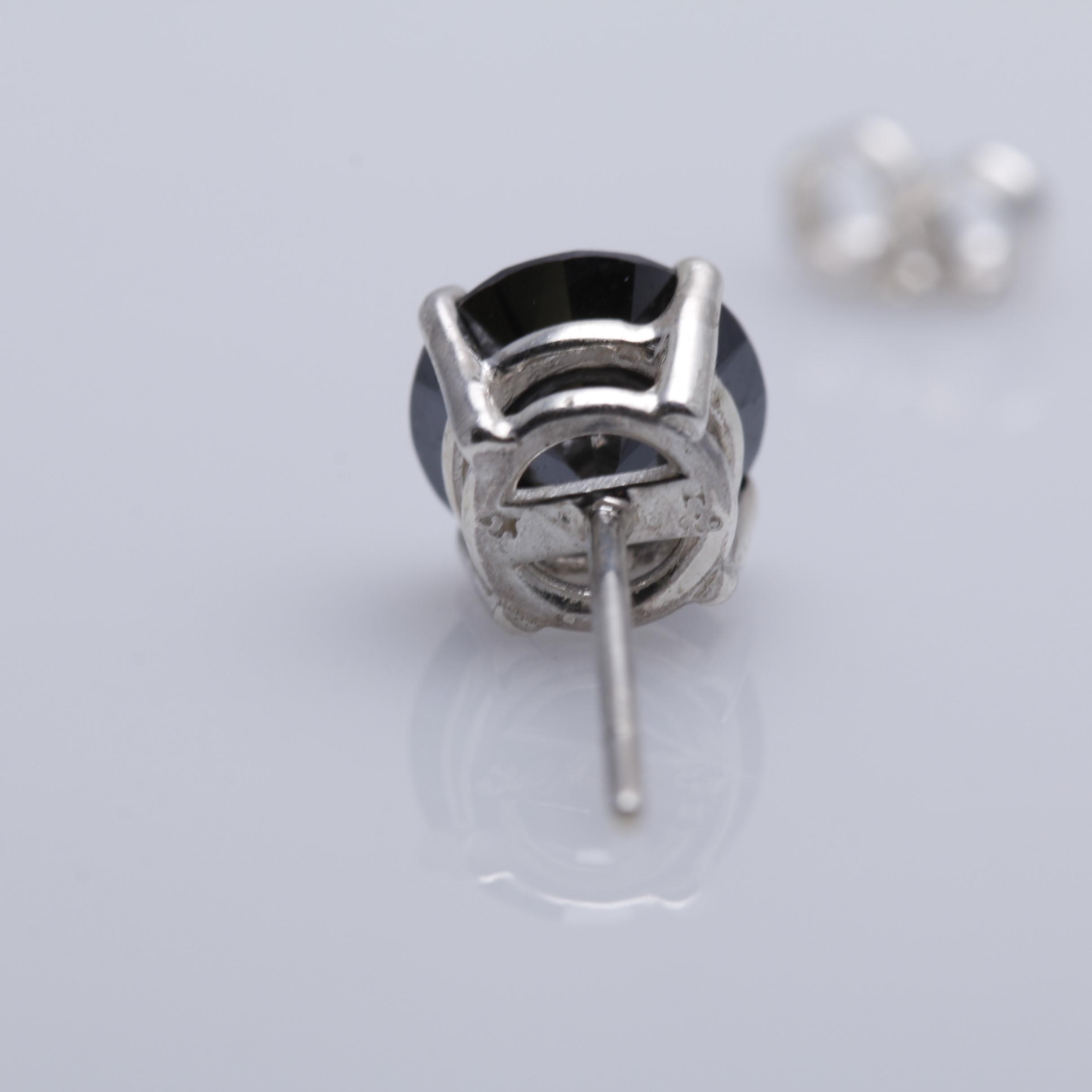 Sterling Silver 3.16 CTW Black Diamond Stud Earrings