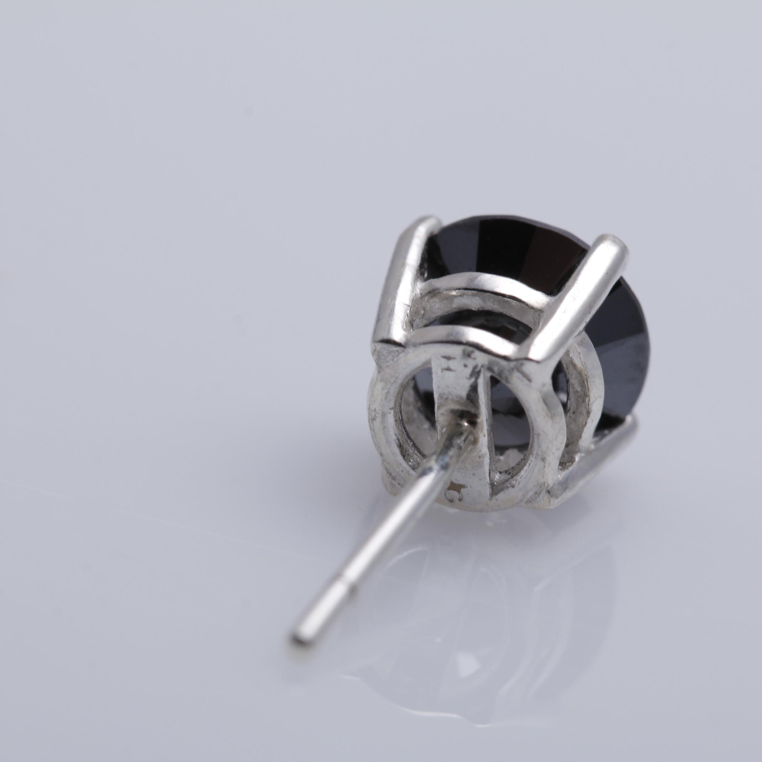 Sterling Silver 2.80 CTW Black Diamond Stud Earrings