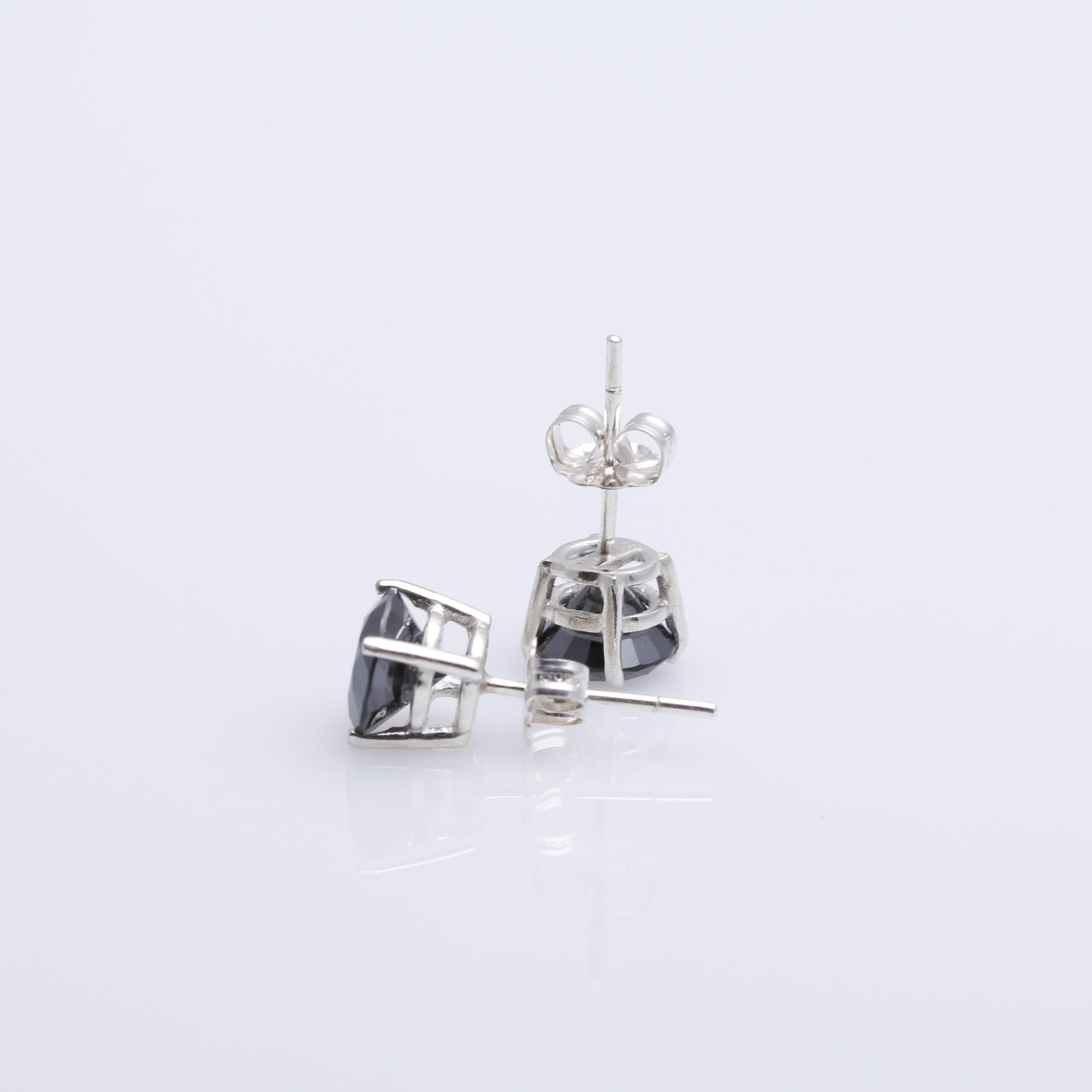 Sterling Silver 2.80 CTW Black Diamond Stud Earrings