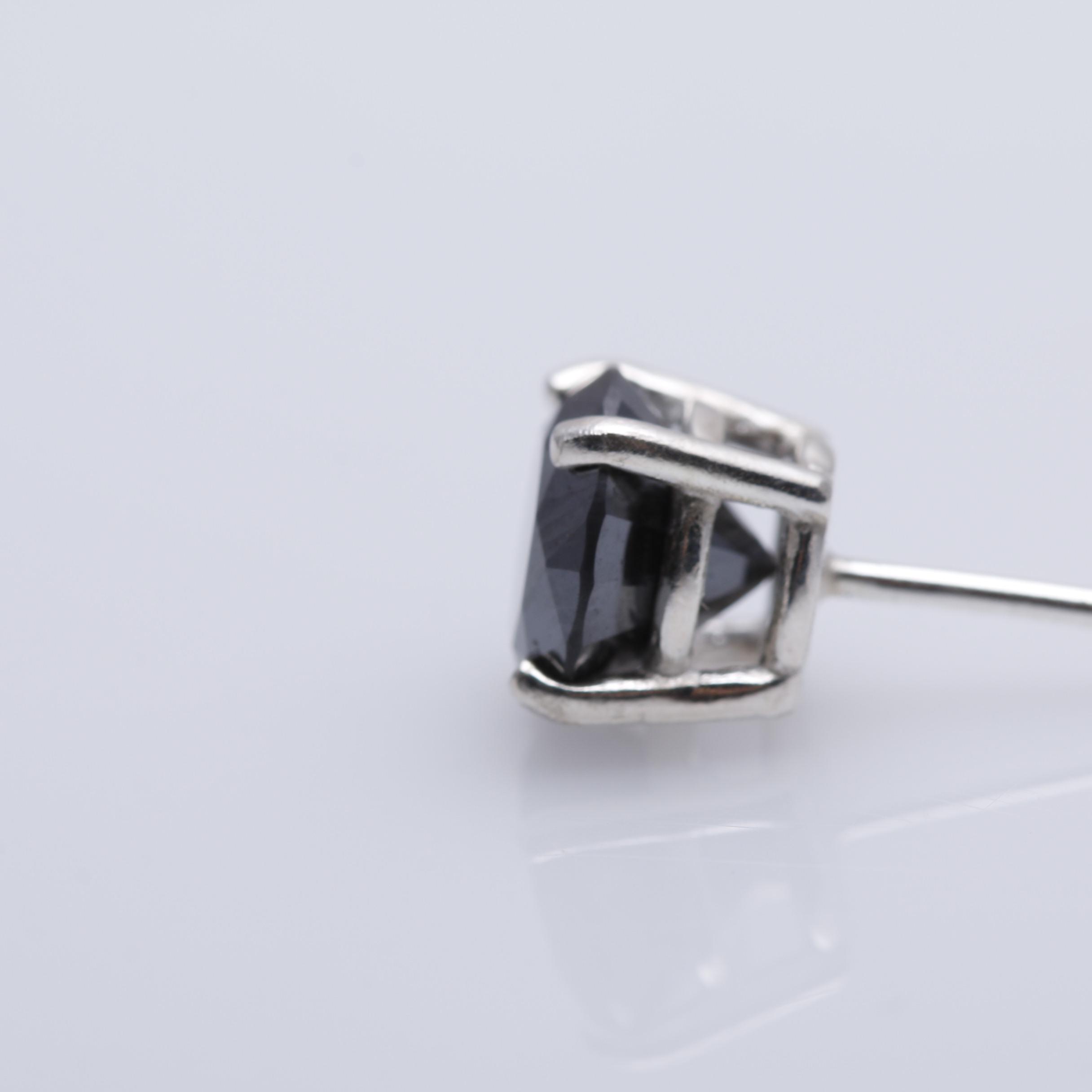 Sterling Silver 2.80 CTW Black Diamond Stud Earrings