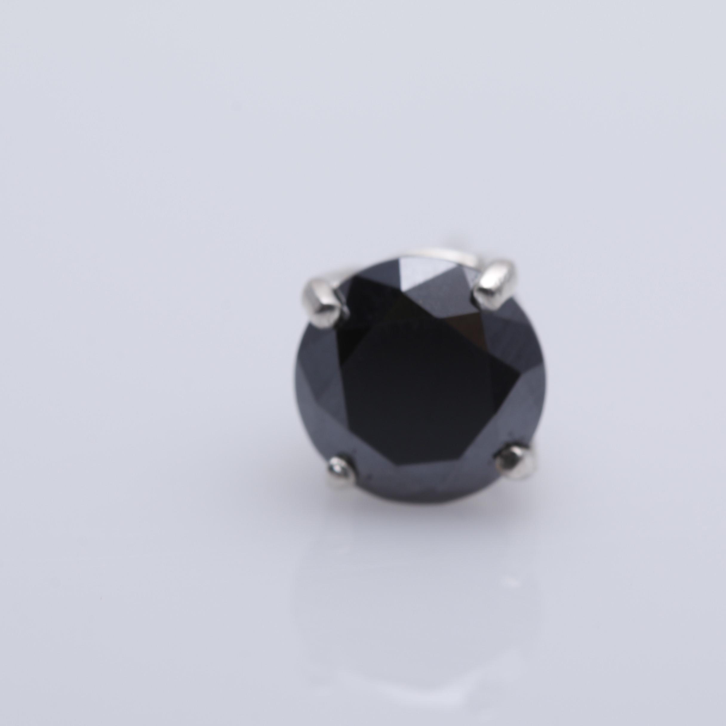 Sterling Silver 2.80 CTW Black Diamond Stud Earrings