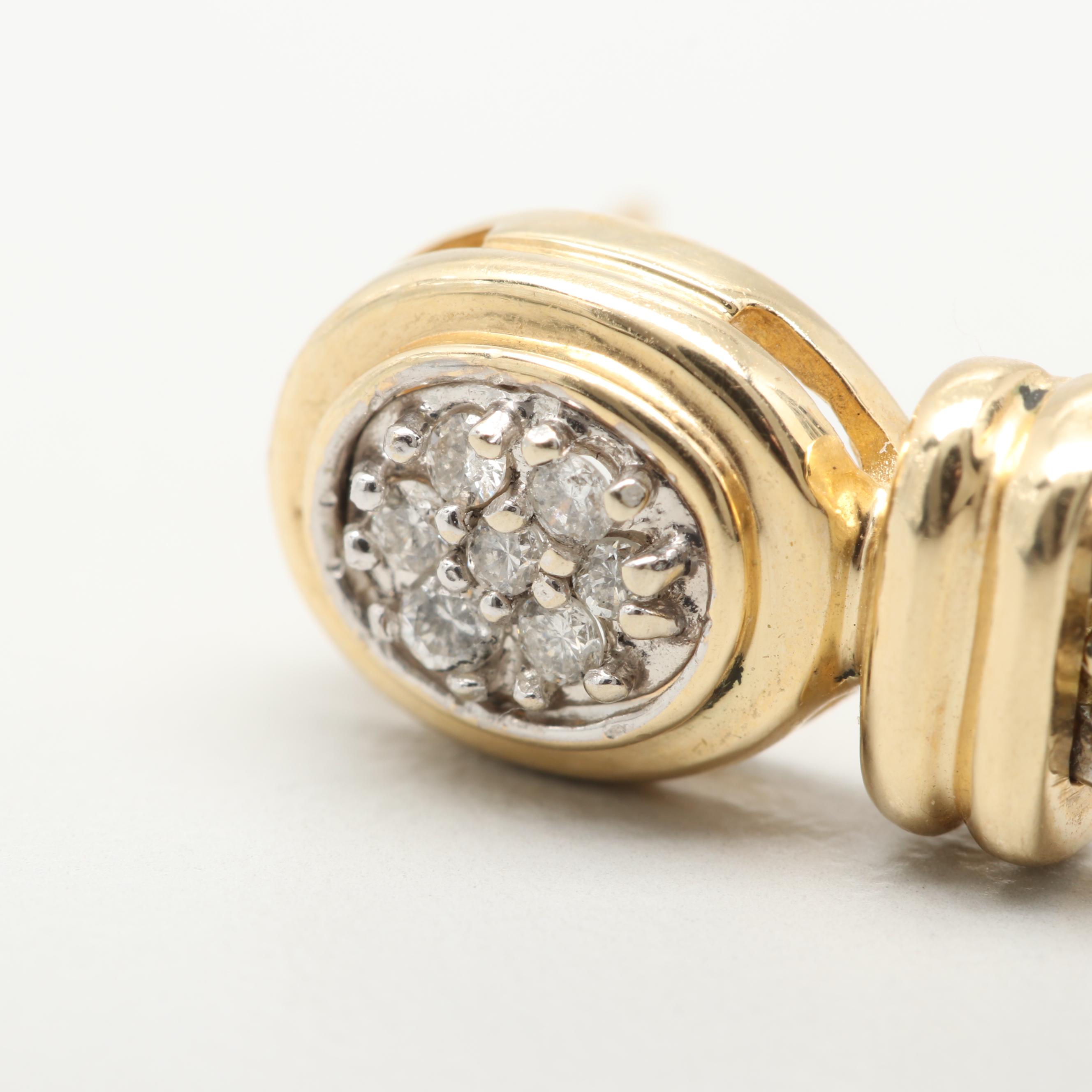 14K Yellow and White Gold Diamond Earrings