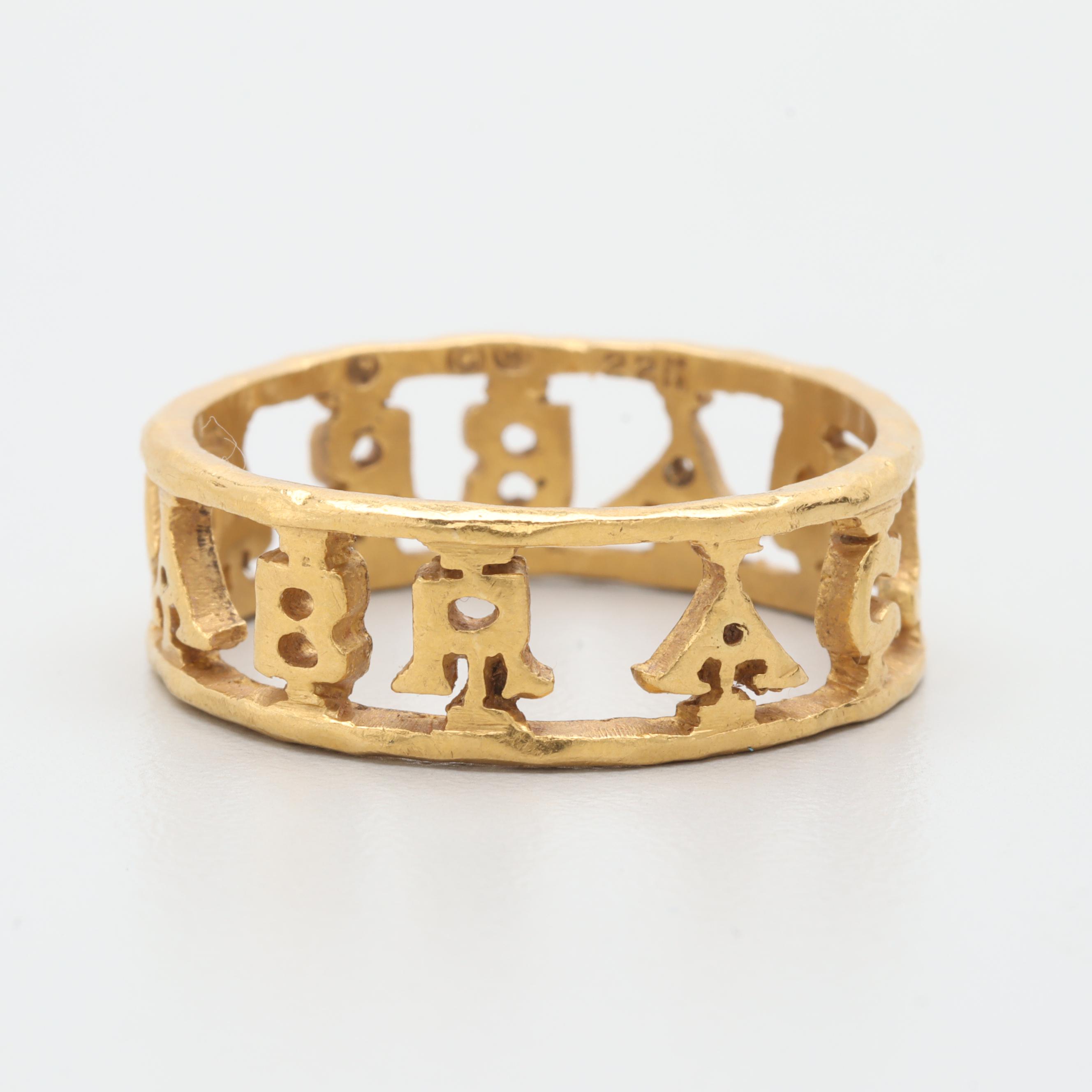 22K Yellow Gold Diamond "Abracadabra" Band Ring