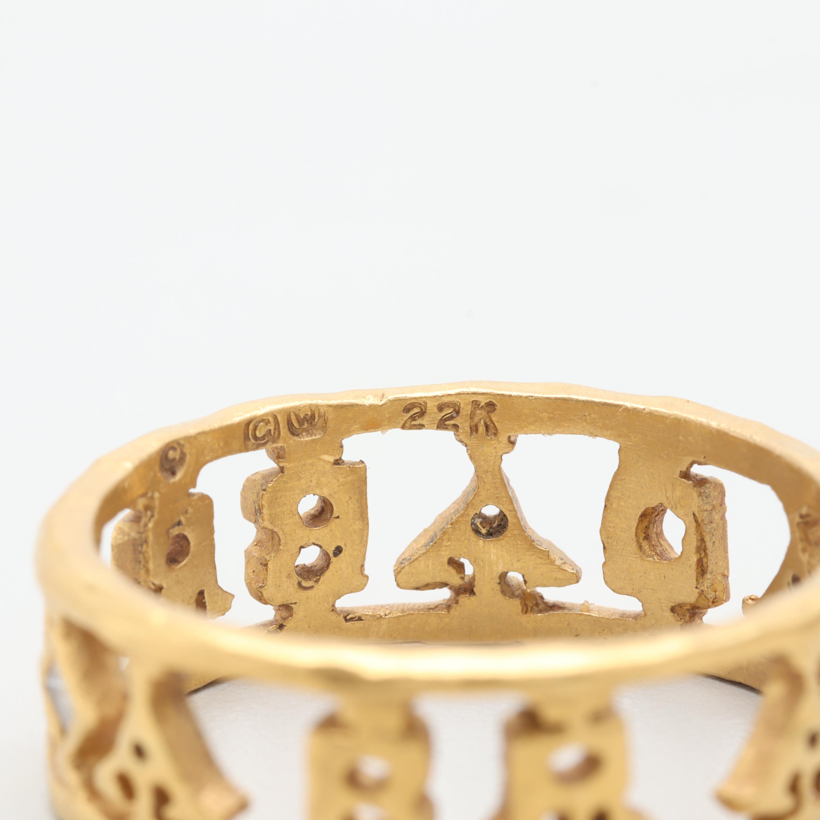 22K Yellow Gold Diamond "Abracadabra" Band Ring