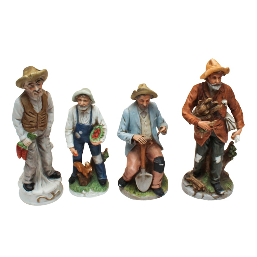 Homco Porcelain Figurines Featuring Male Farmers