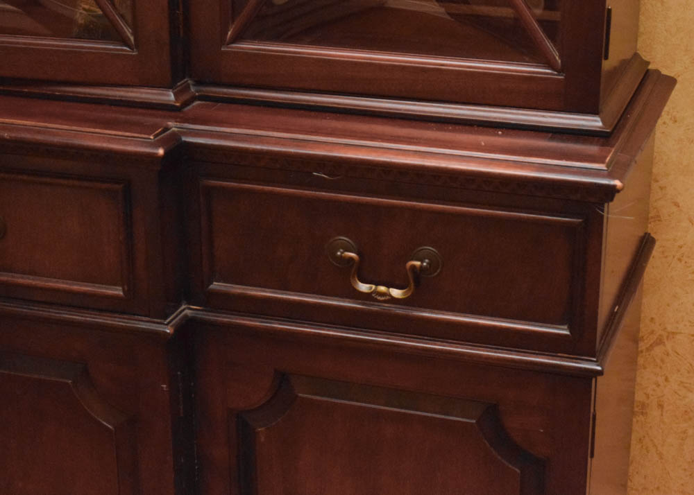 Vintage Mahogany Breakfront China Cabinet by Saginaw Furniture
