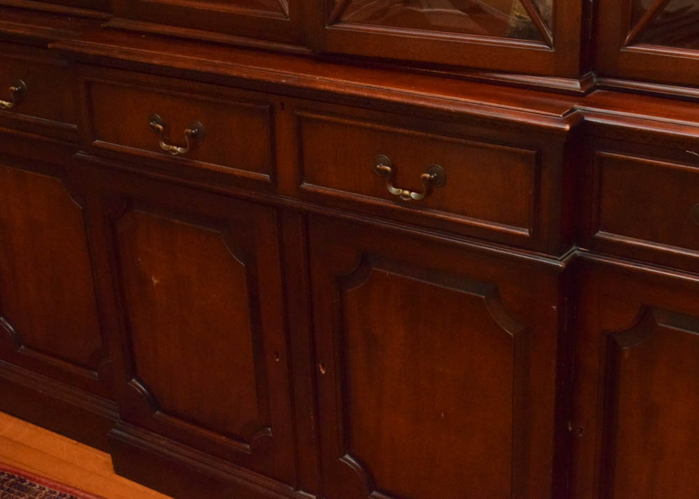 Vintage Mahogany Breakfront China Cabinet by Saginaw Furniture