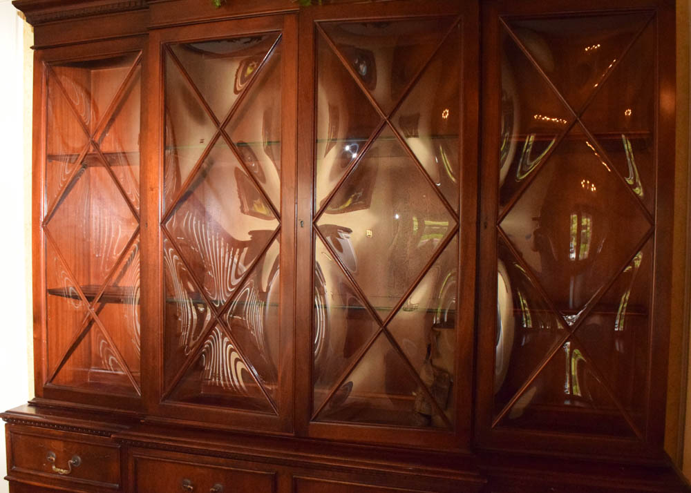 Vintage Mahogany Breakfront China Cabinet by Saginaw Furniture