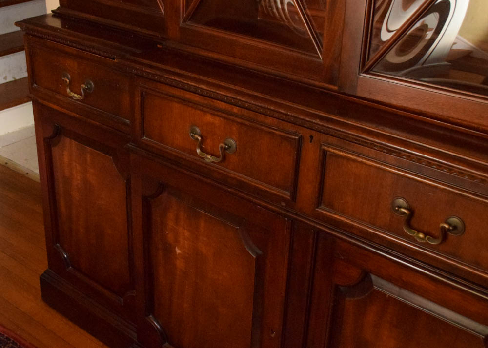 Vintage Mahogany Breakfront China Cabinet by Saginaw Furniture