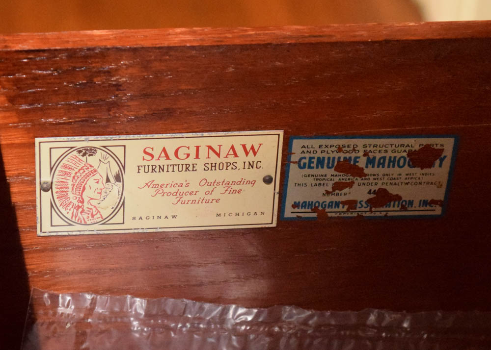 Vintage Mahogany Breakfront China Cabinet by Saginaw Furniture