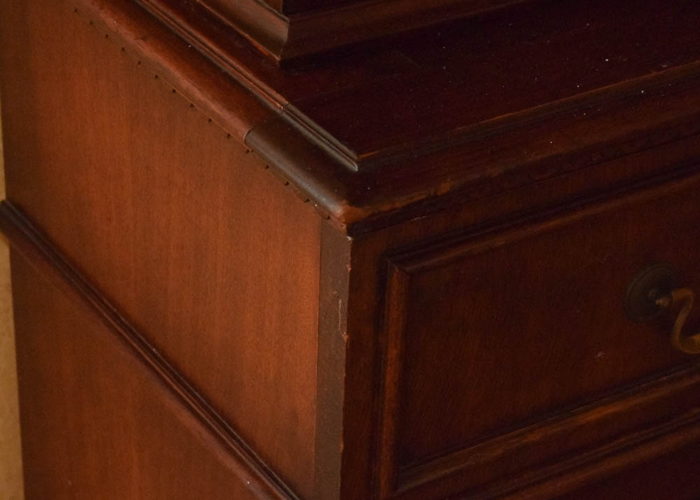 Vintage Mahogany Breakfront China Cabinet by Saginaw Furniture