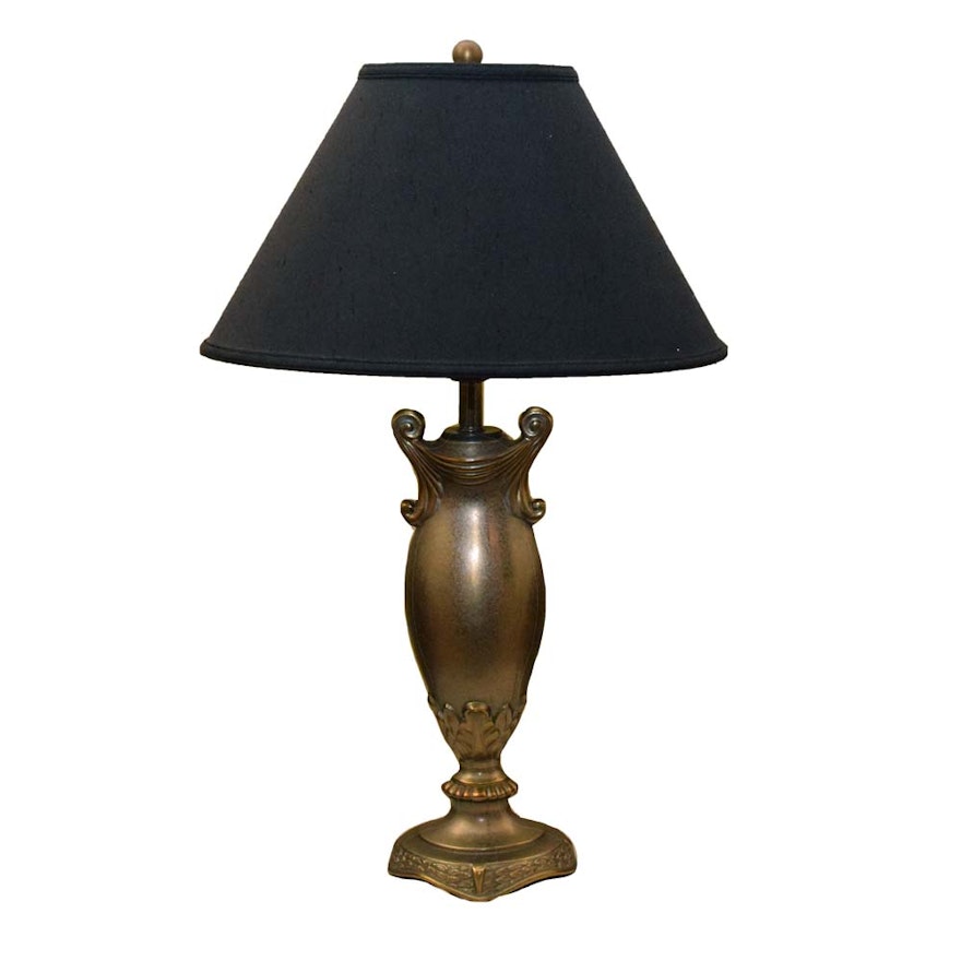 Art Nouveau Style Table Lamp with Silk Shade