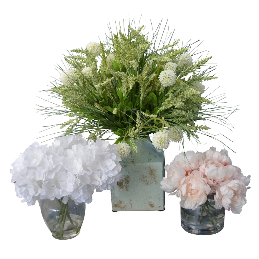 Three Silk Floral Arrangements