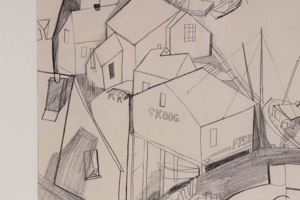 Donald Roberts 1960 Pencil Drawing on Paper "Quarry Harbor"