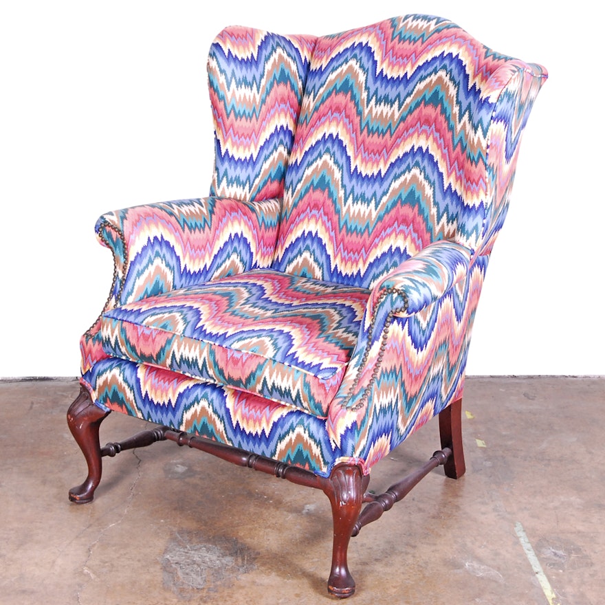 Bright Upholstered Wingback Armchair