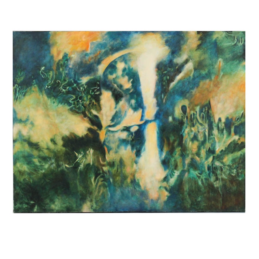Donald Roberts 2003 Gouache Painting on Canvas "Realm of Oberon"