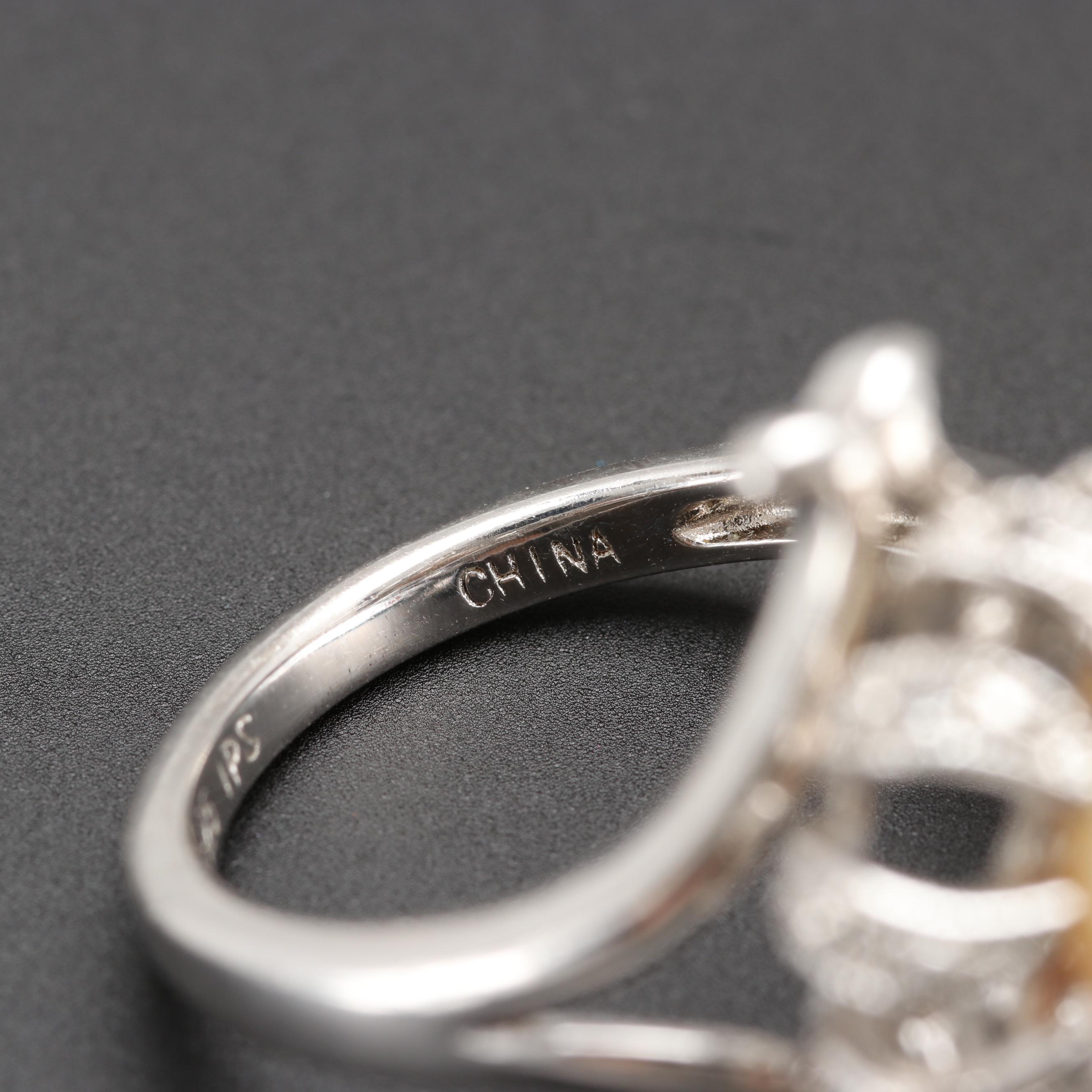 Sterling Silver Cultured Pearl and White Sapphire Ring