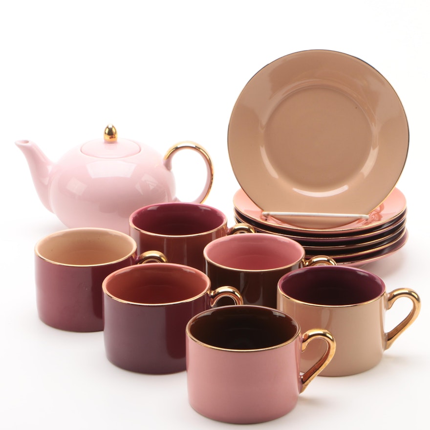 Classic Coffee & Tea Rose Tone Porcelain Tea Service