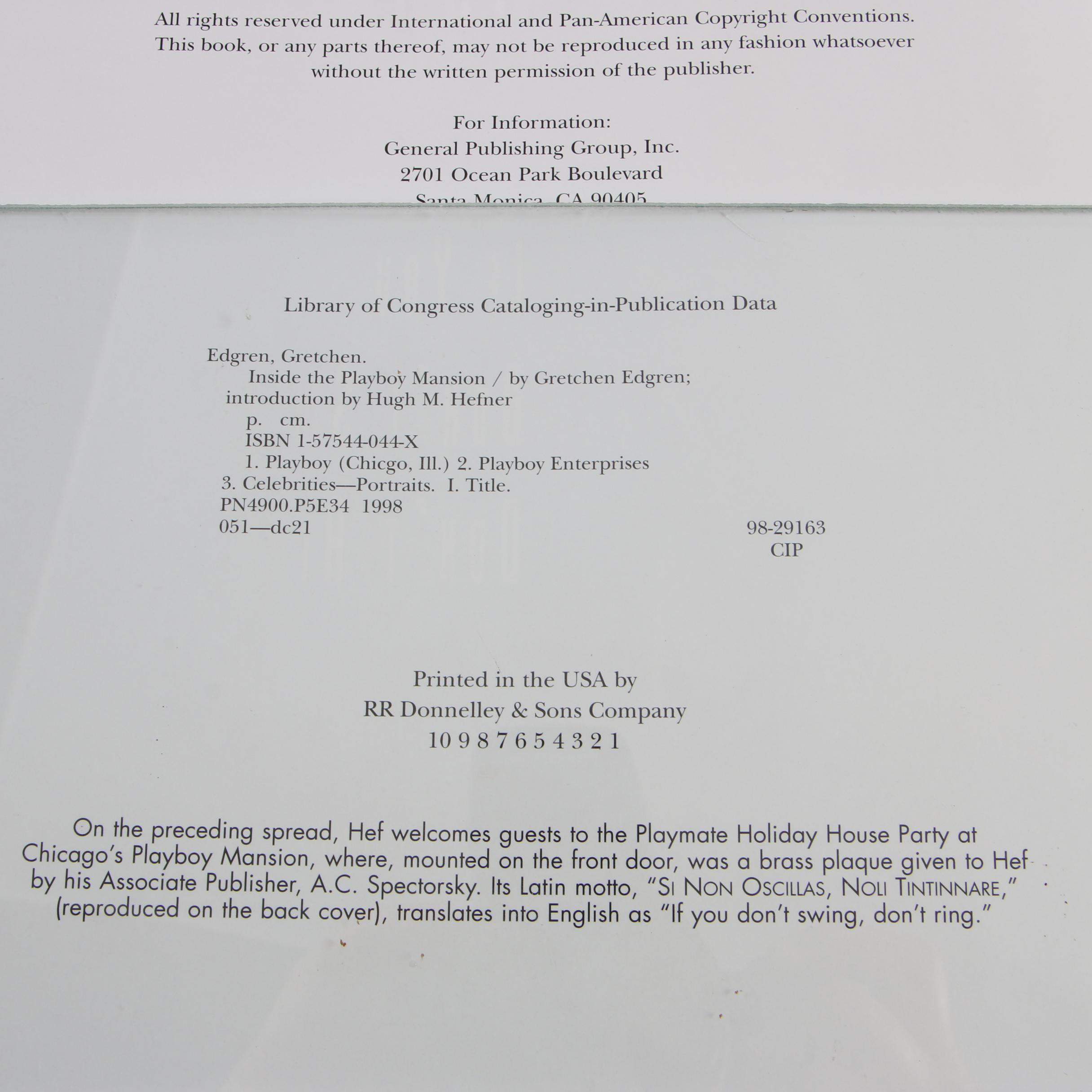 1998 Hugh Hefner Signed First Edition "Inside the Playboy Mansion"