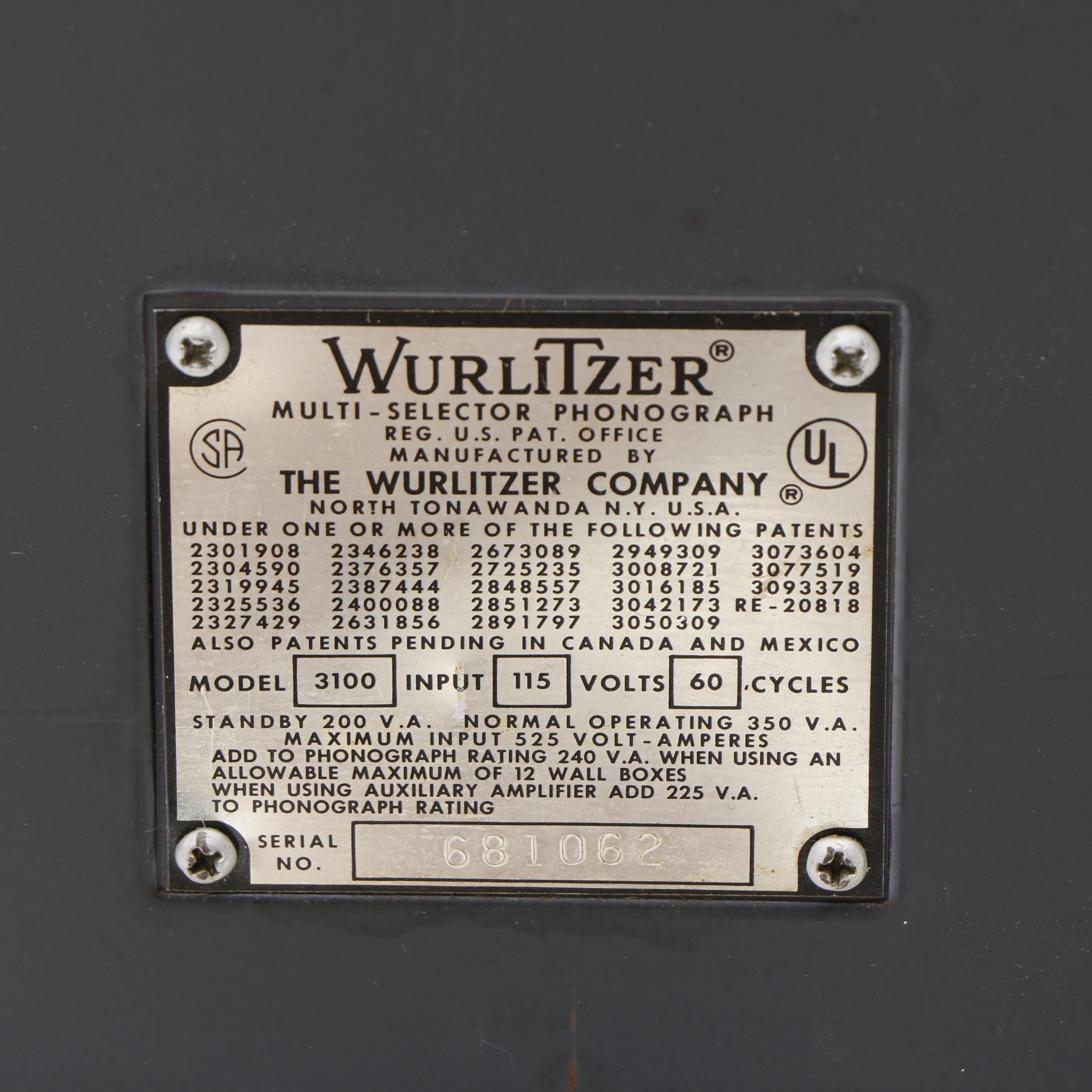 1960s Wurlitzer Americana 3100 Jukebox