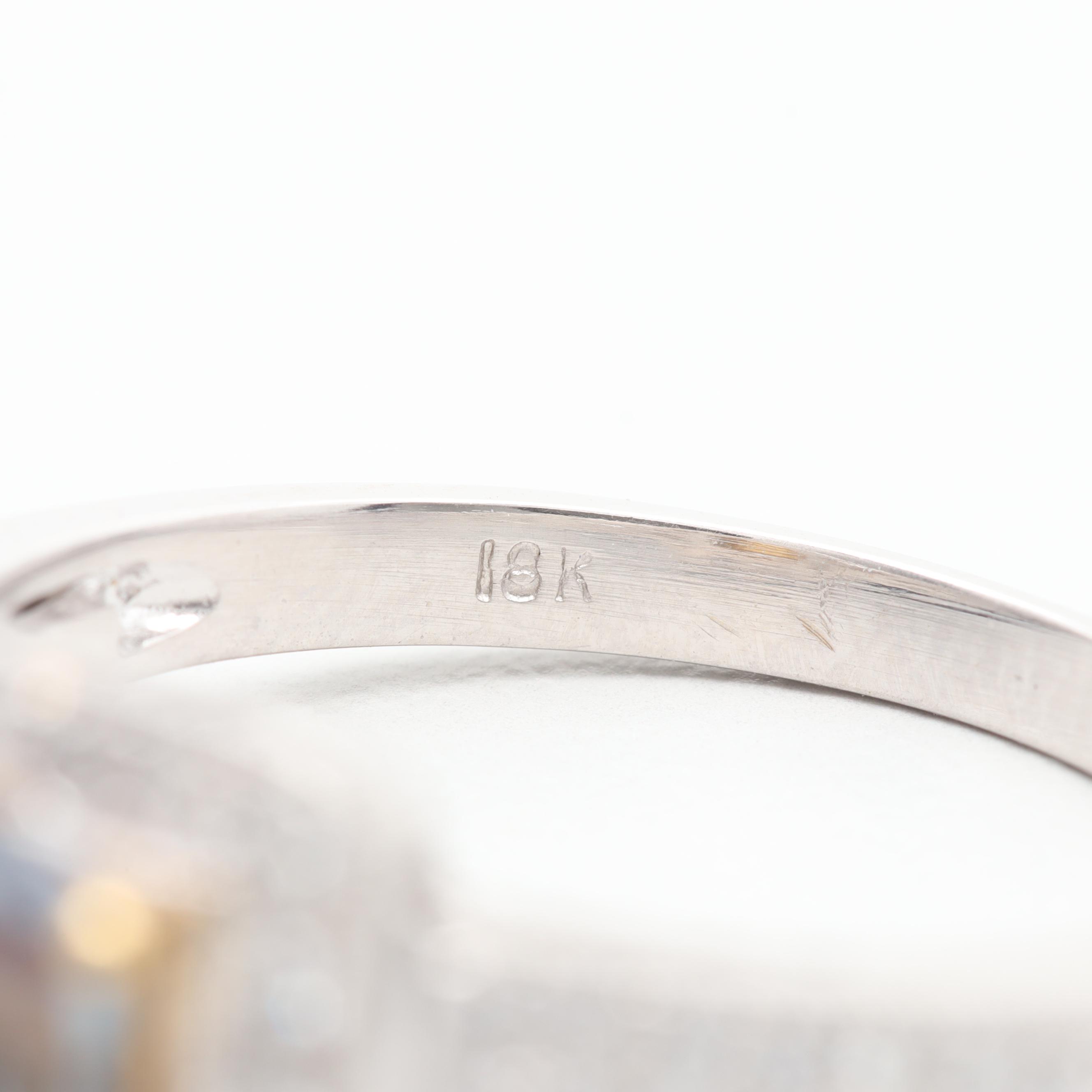 18K White Gold Synthetic Color Changing Sapphire and Diamond Ring