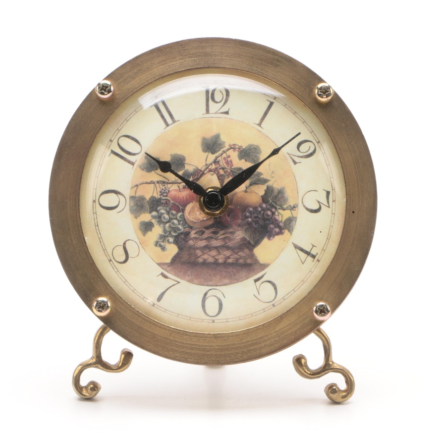 Still Life Offset Lithograph Decorative Desk Clock