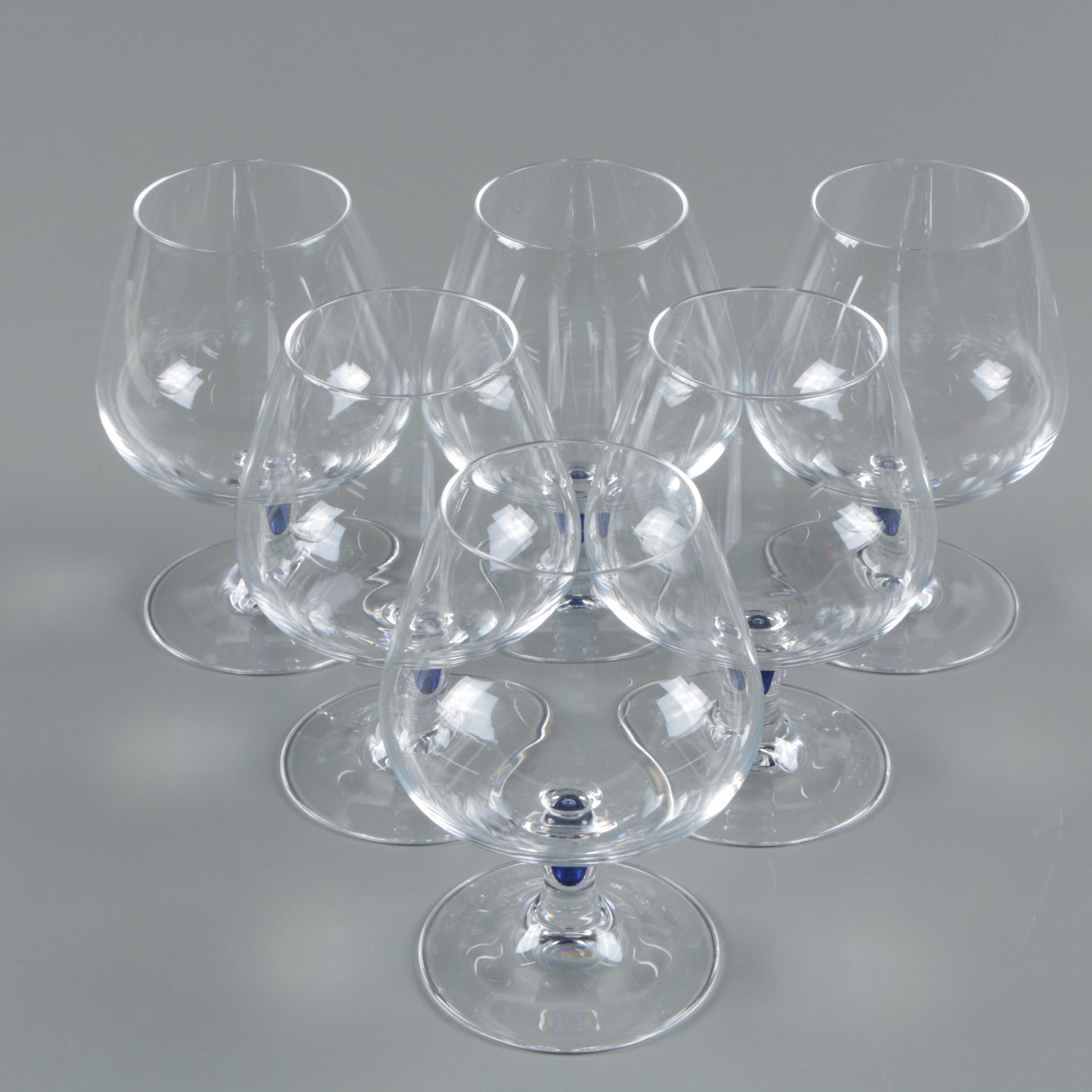 Courvoisier Cognac Snifter Glasses with Cobalt Bubble Accents