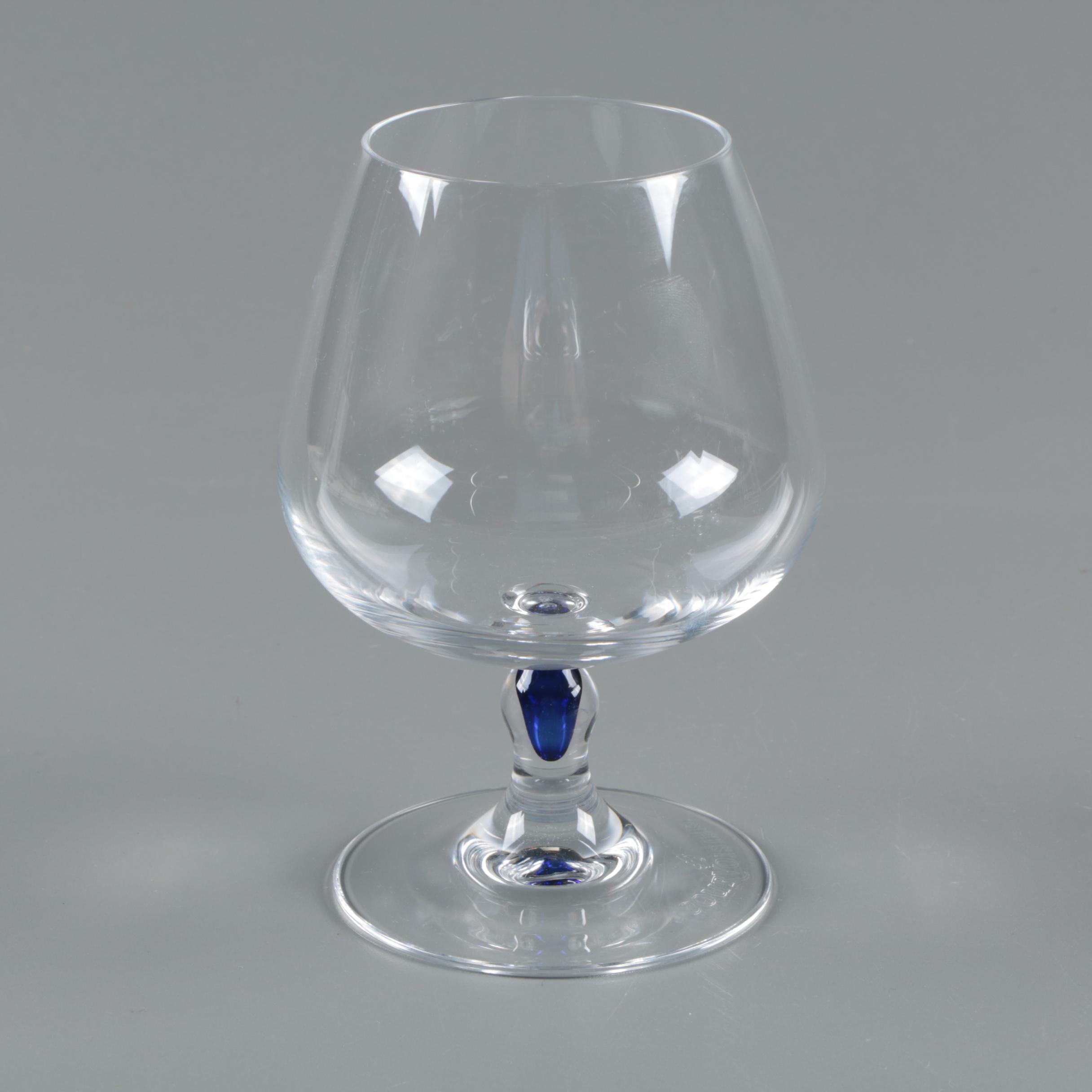 Courvoisier Cognac Snifter Glasses with Cobalt Bubble Accents