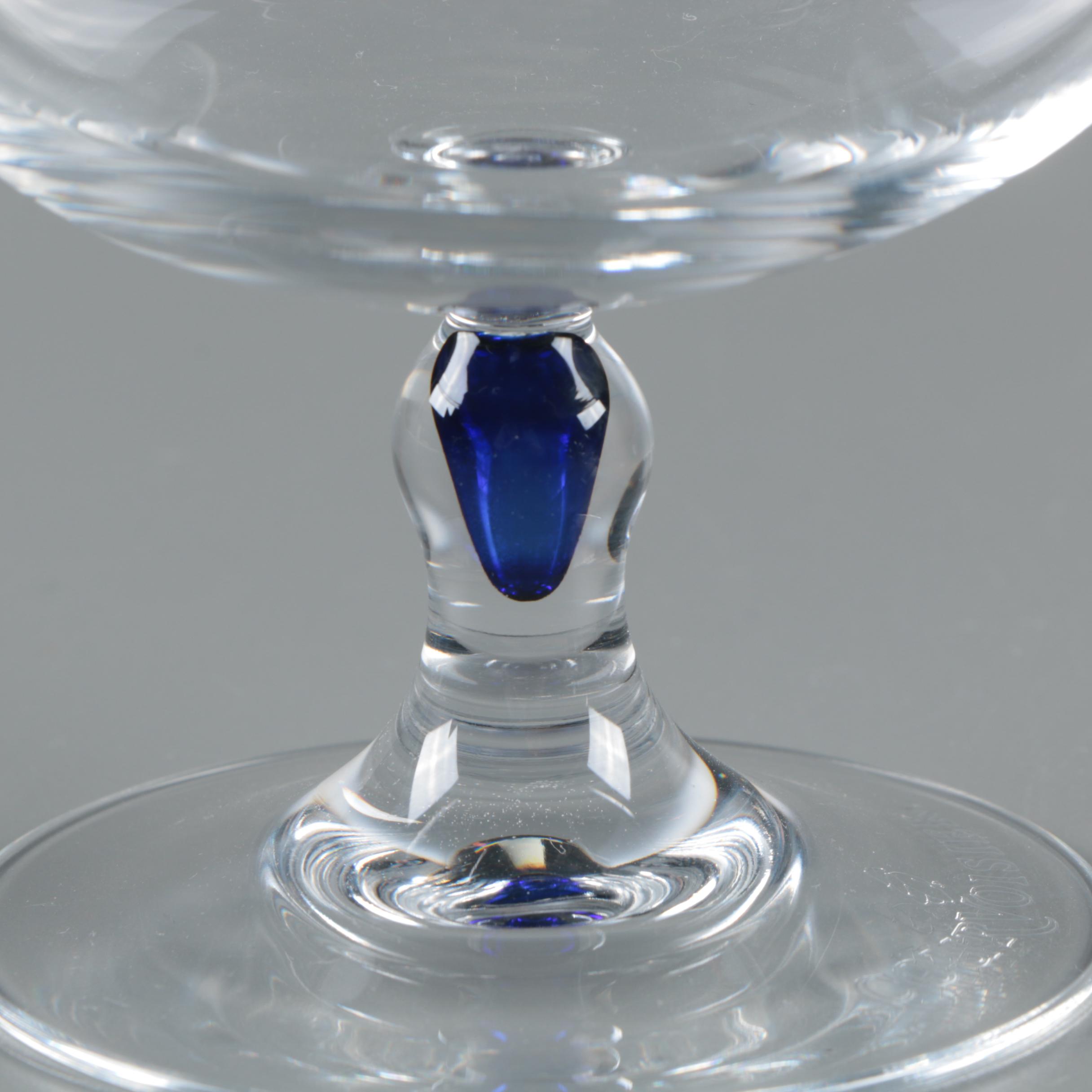 Courvoisier Cognac Snifter Glasses with Cobalt Bubble Accents