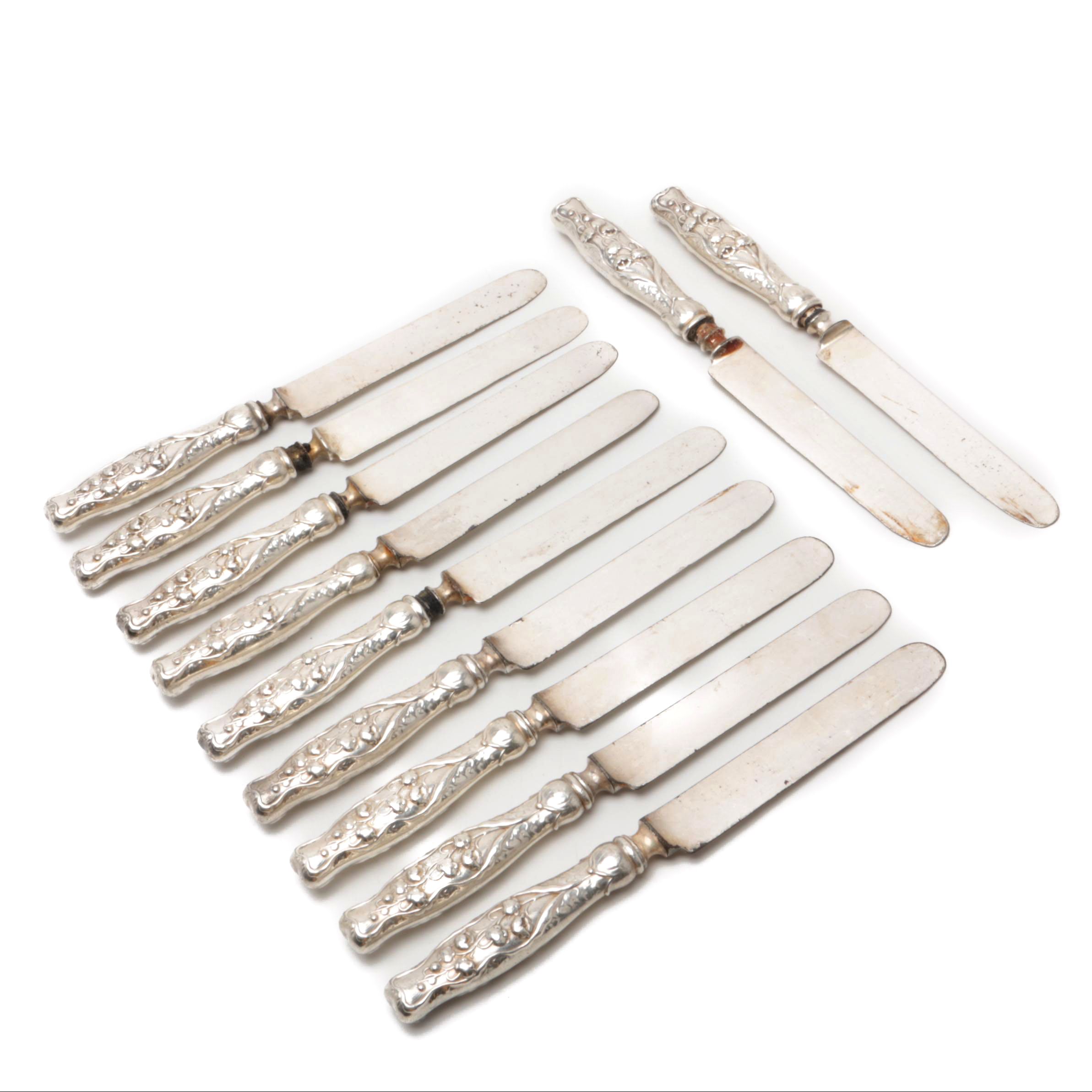 Vintage Whiting Manufacturing  Sterling Blunt Hollow Knives, Lily of the Valley