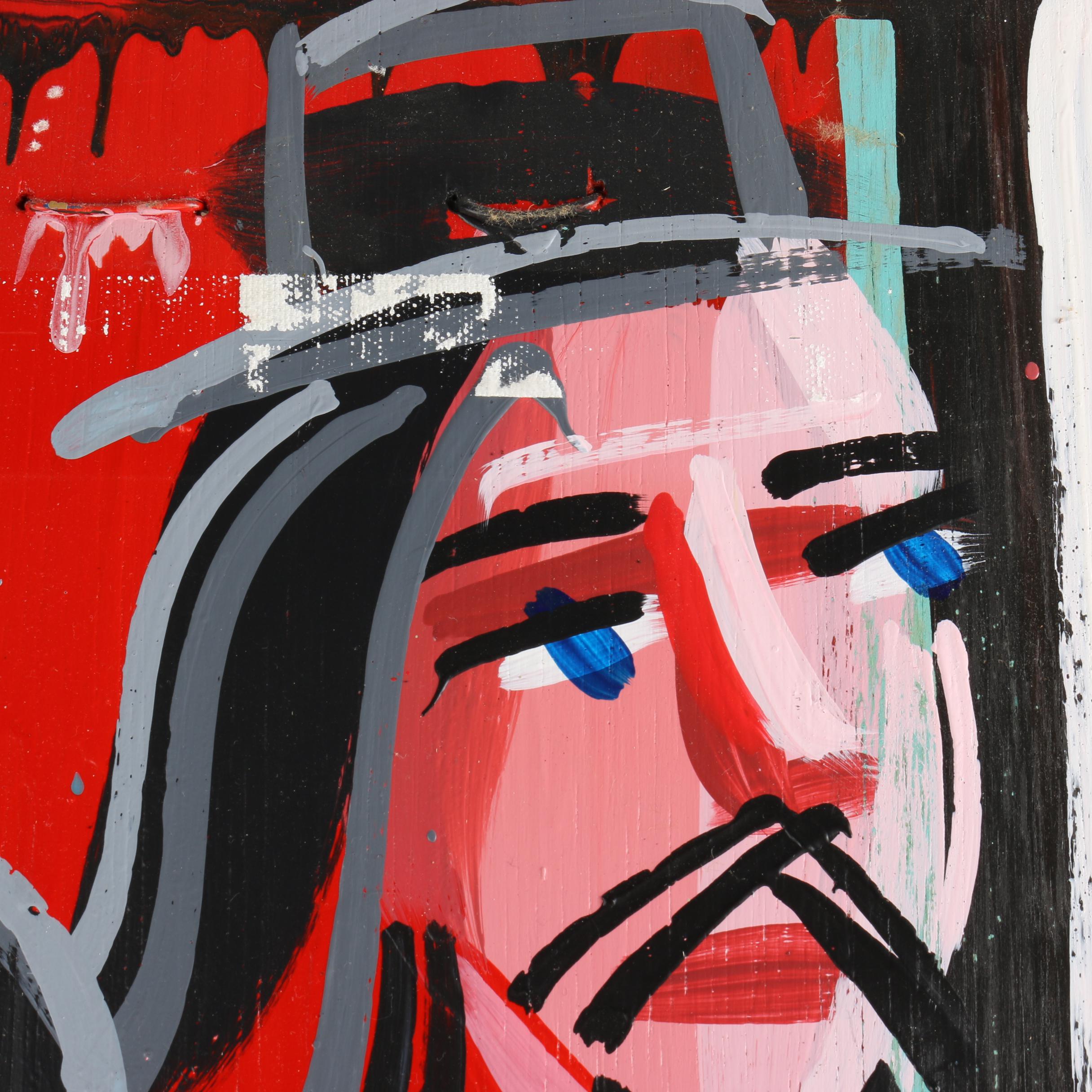 Steve Keene Acrylic Painting "Get Behind Me Satan The White Stripes"